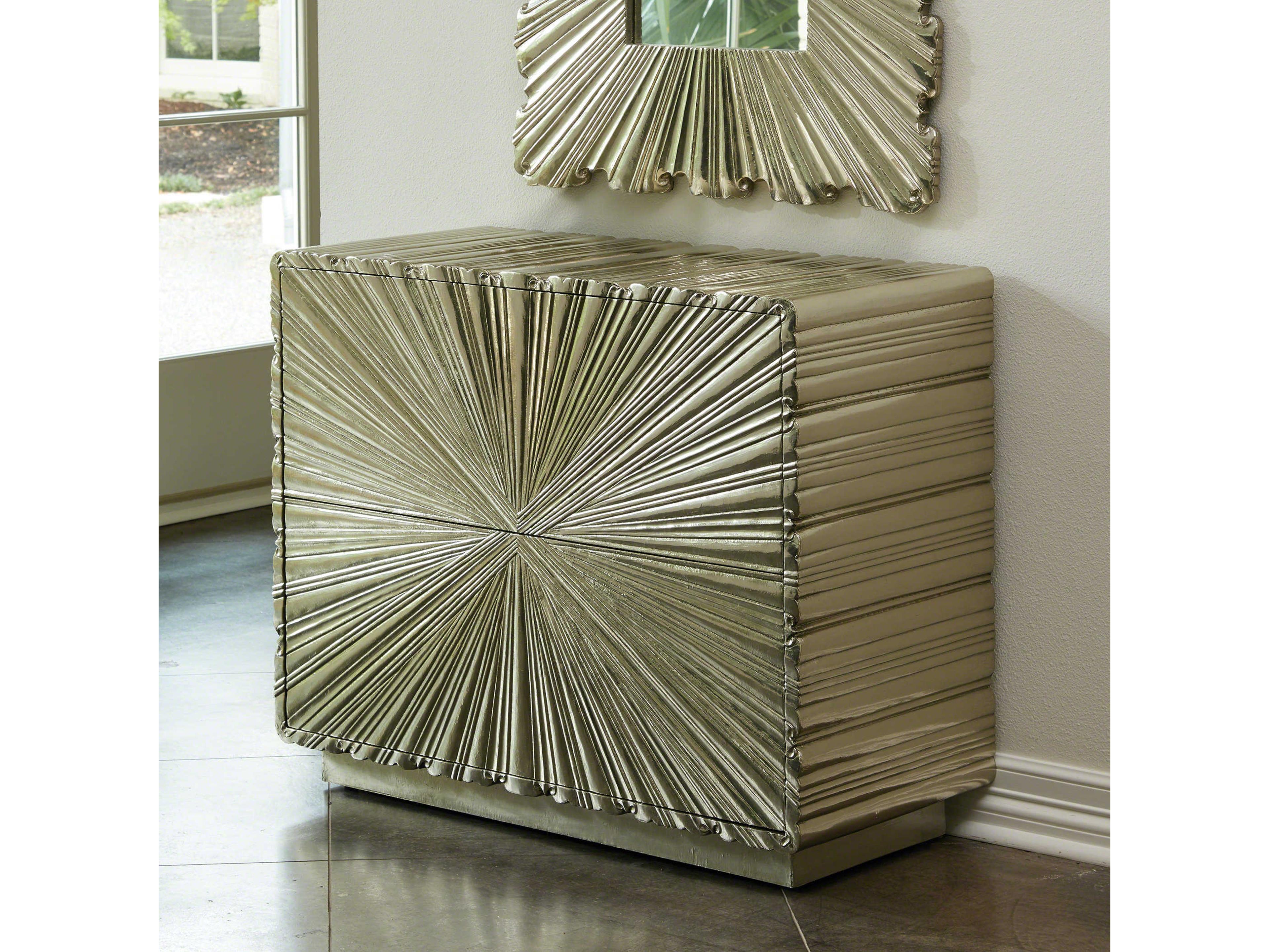 Silver Linen Fold Two-Drawer Chest
