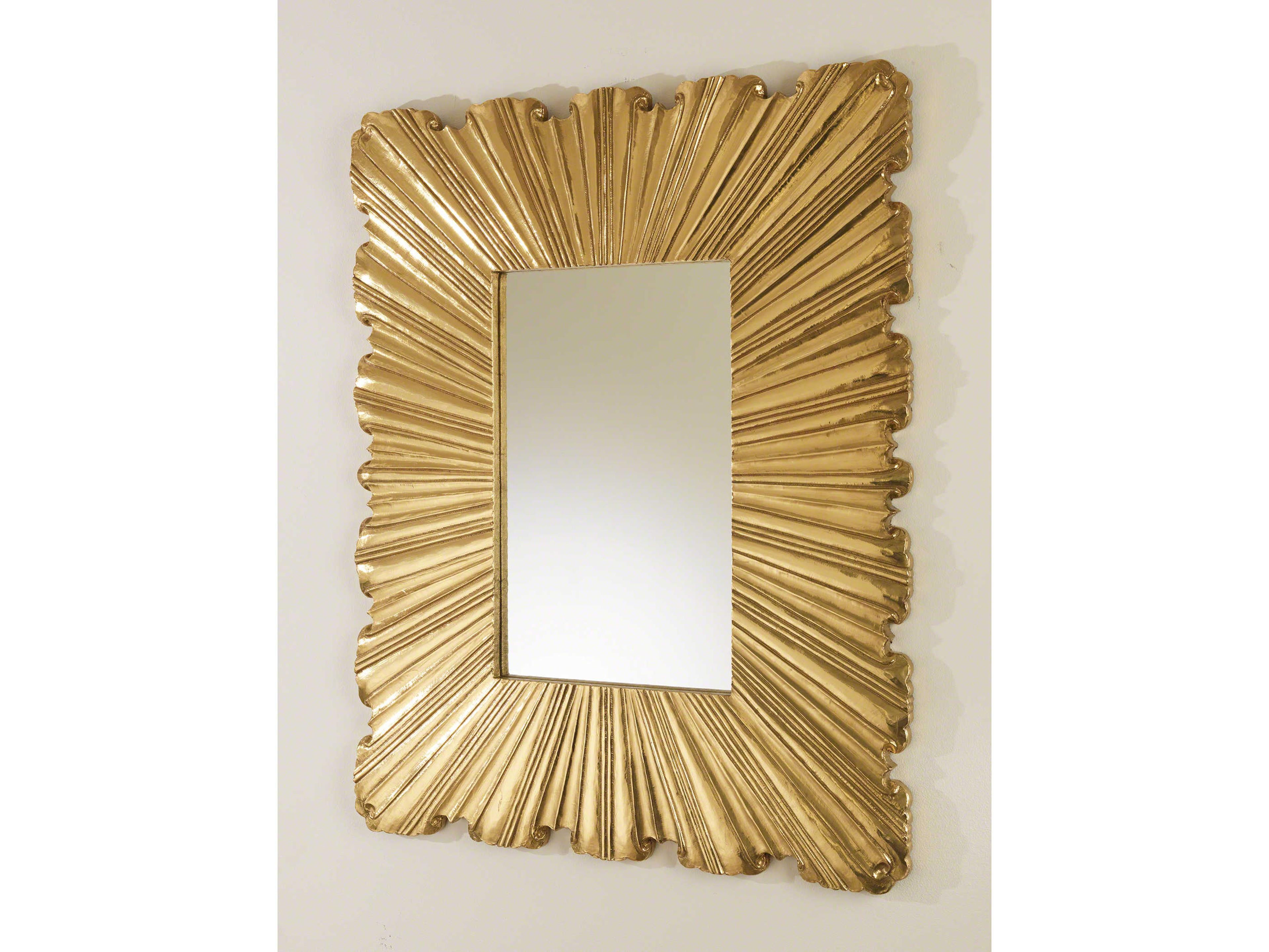 Linen Fold Brass Rectangular Wall Mirror