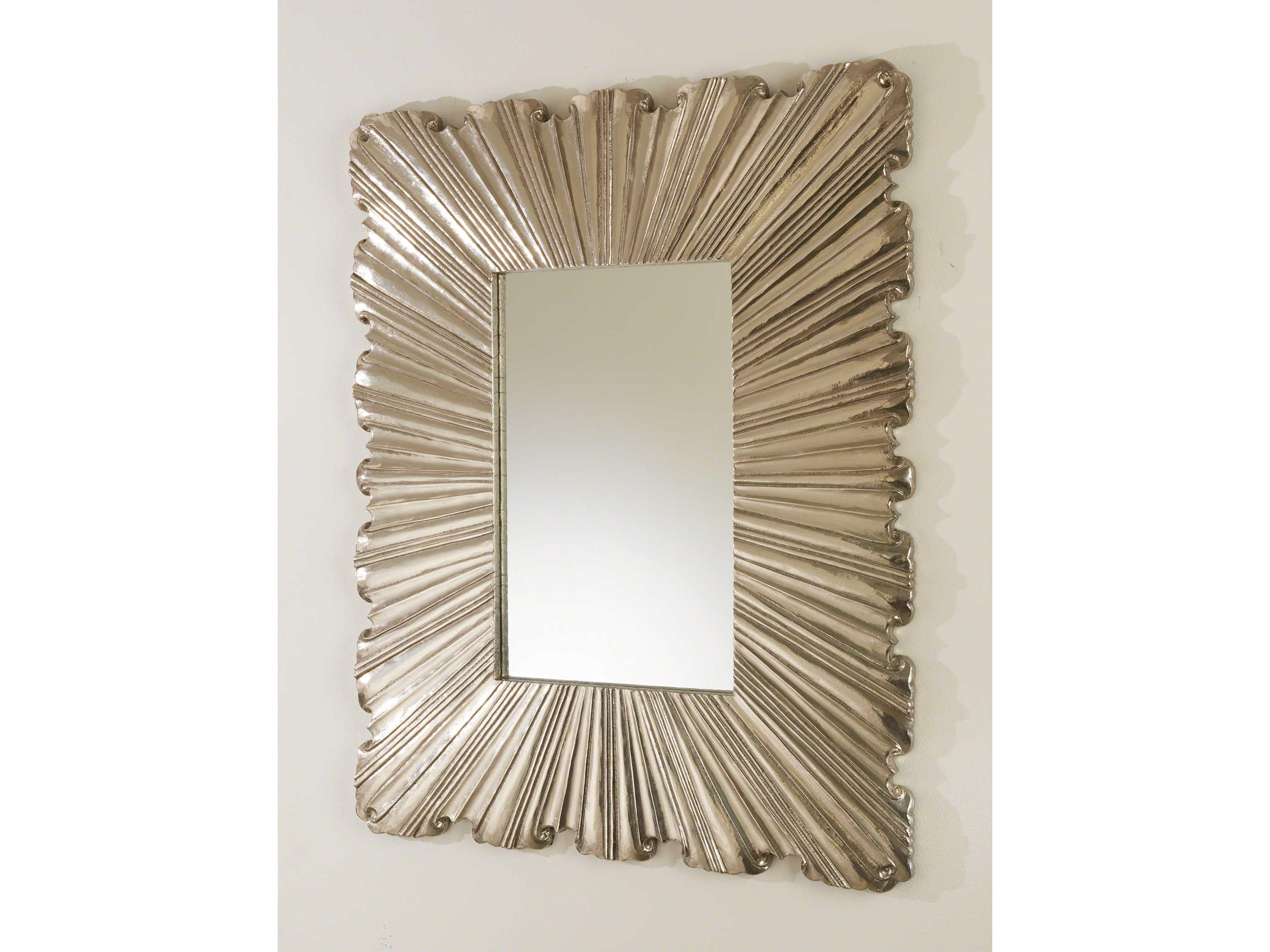 Linen Fold Silver Rectangular Wall Mirror