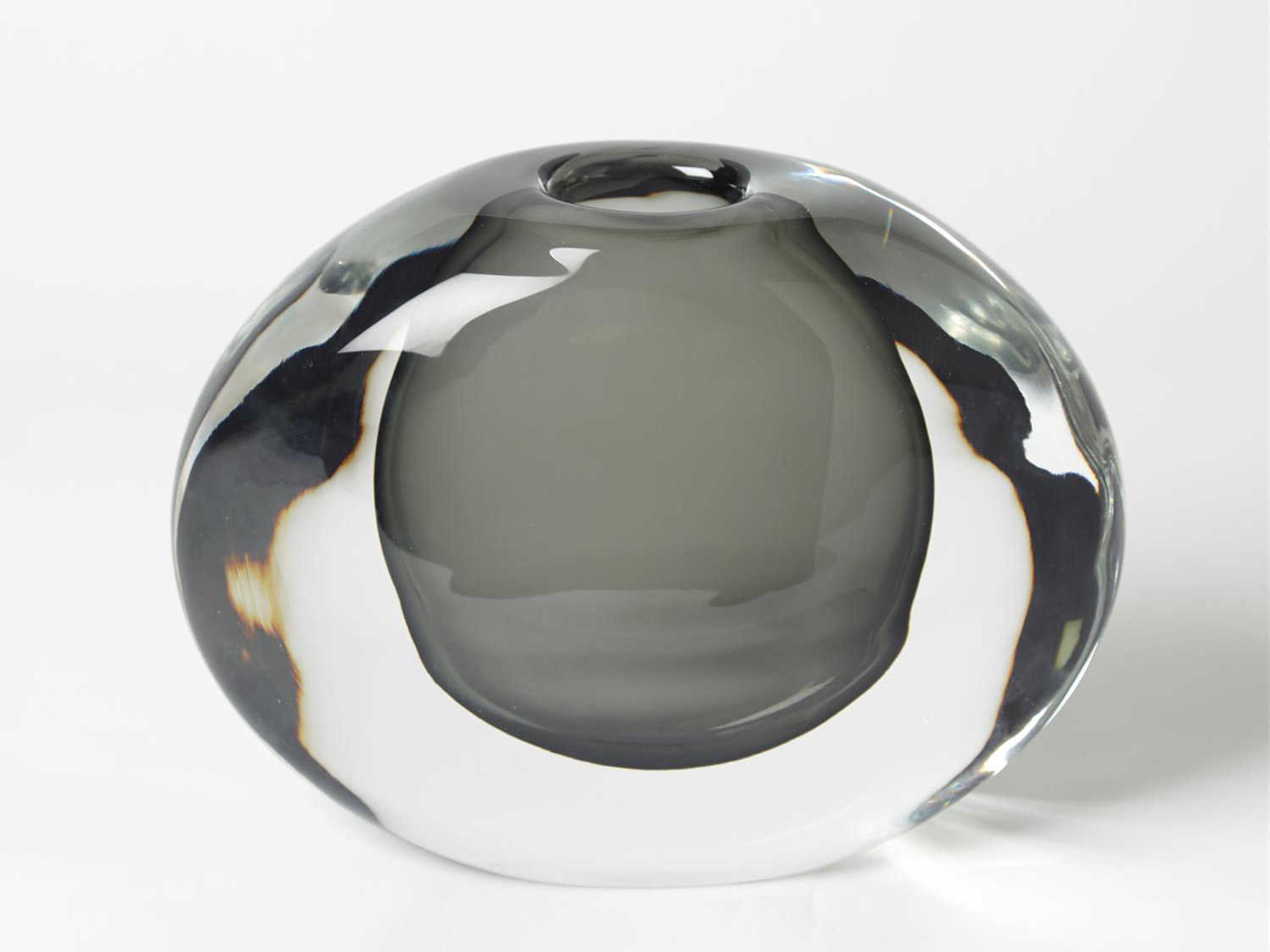 Off Set Grey Round Vase