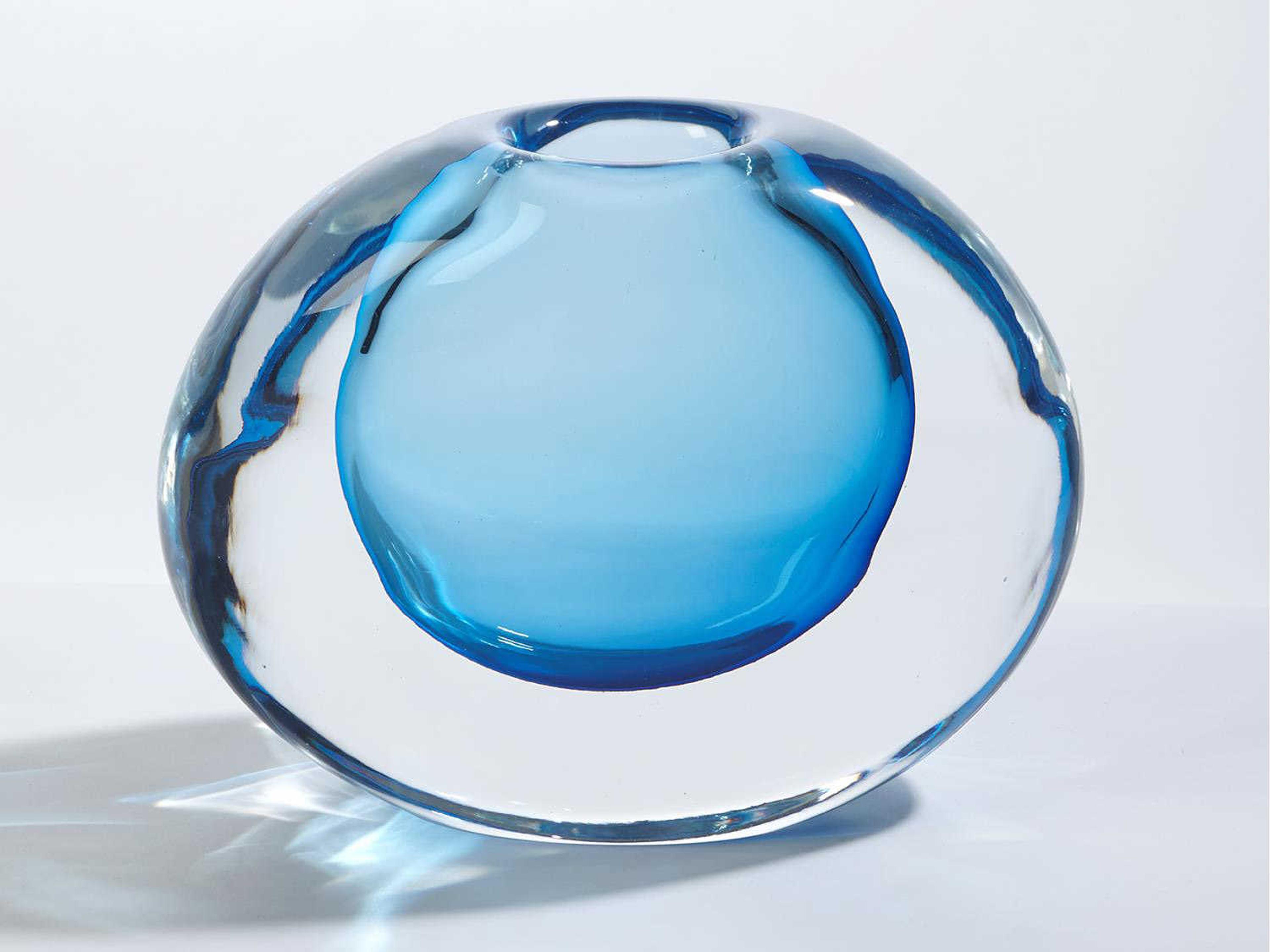 Off Set Light Blue Round Vase