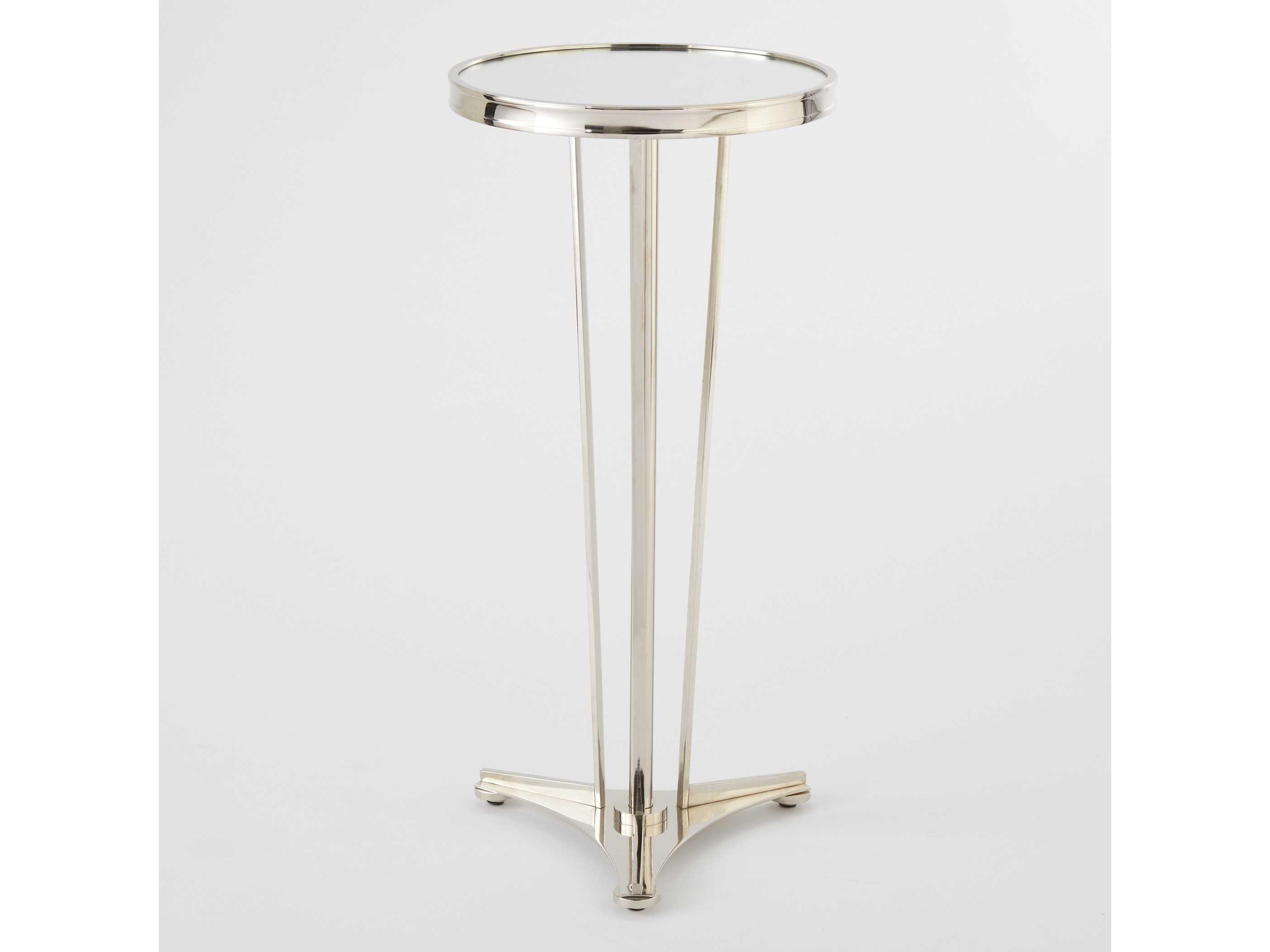 Global Views Round Glass Nickel End Table