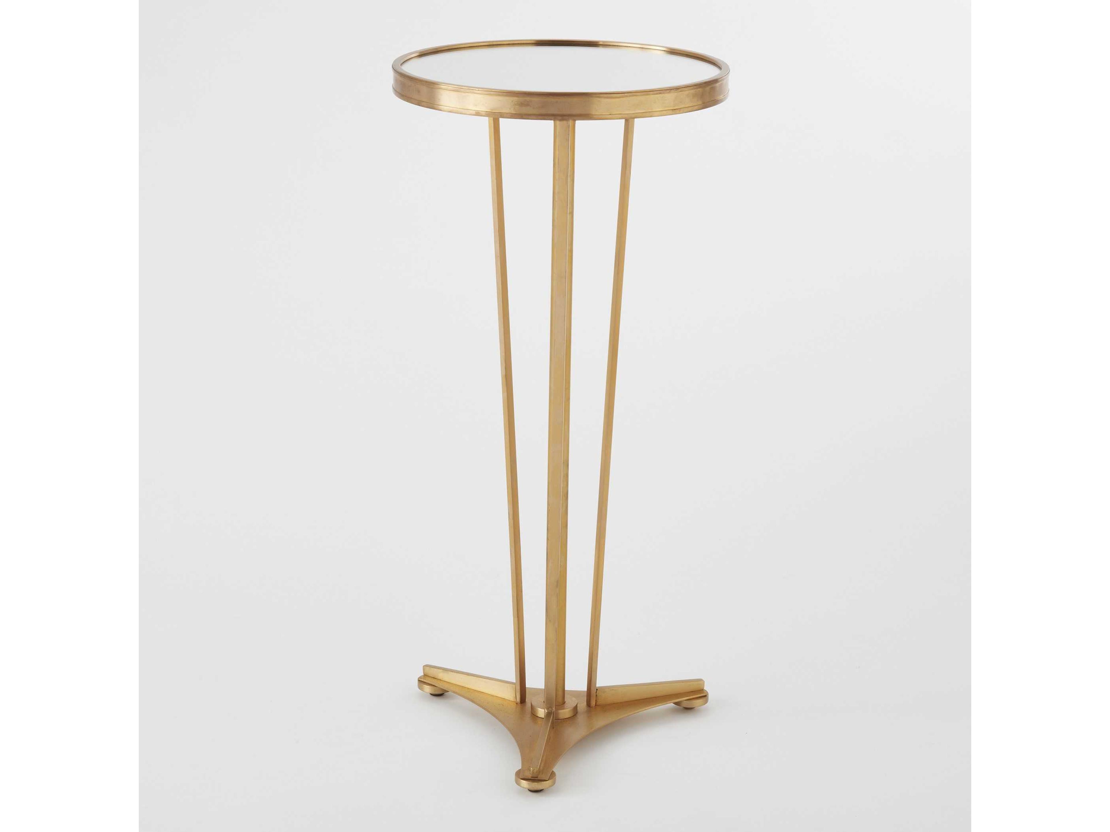 Global Views Round Glass Antique Brass End Table