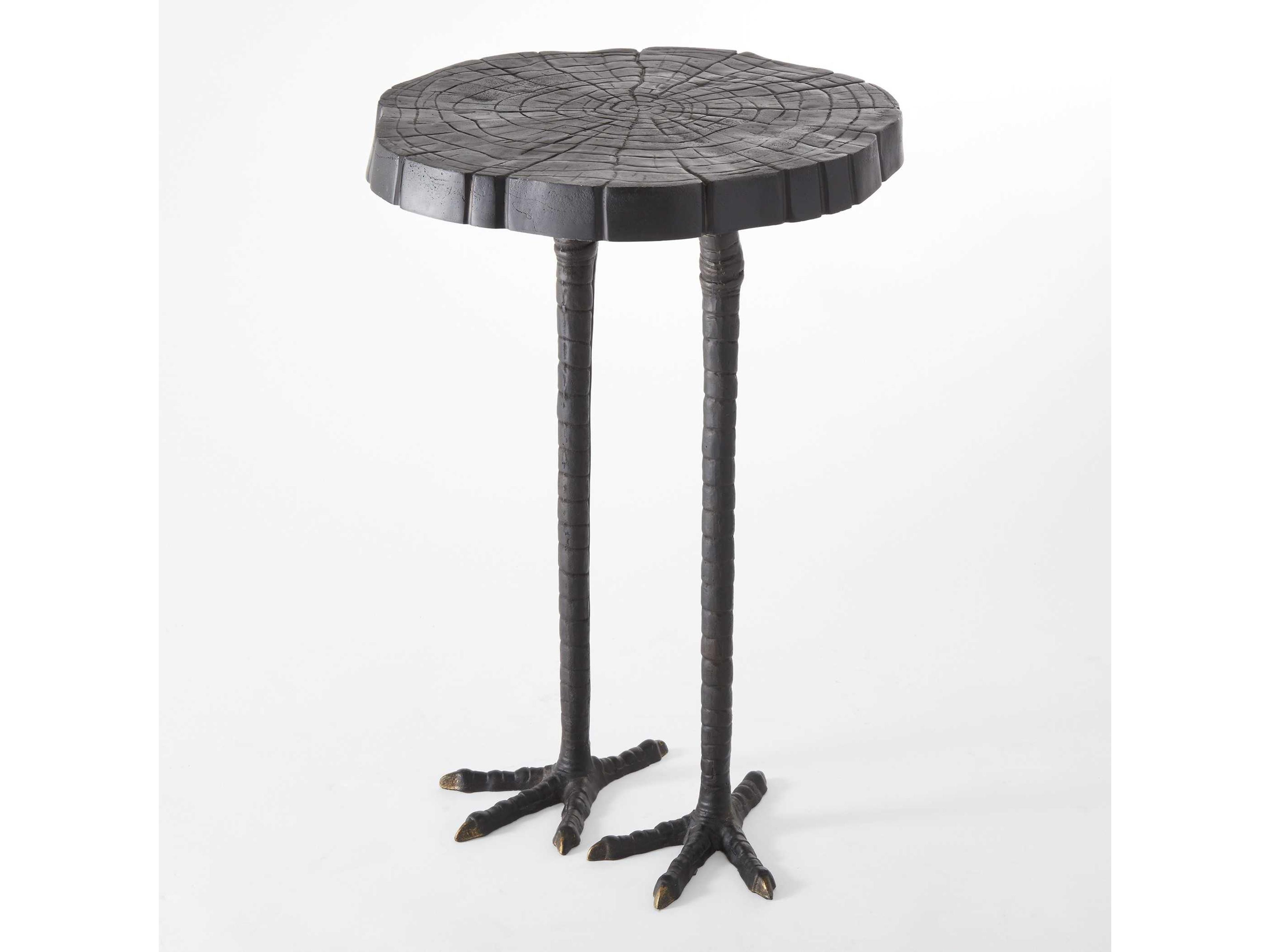Round Metal Black Powder Coat End Table