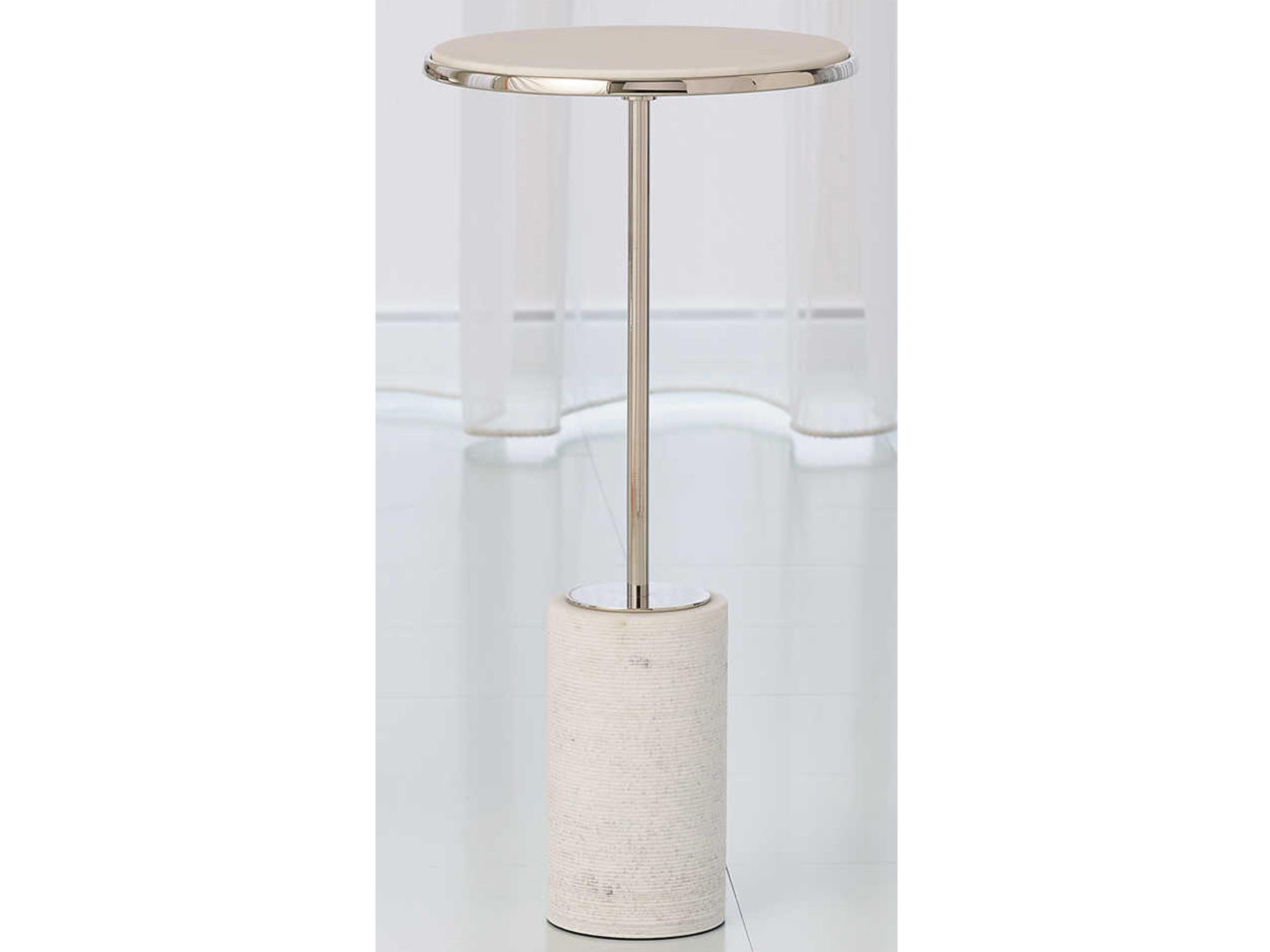 Global Views Round Marble Nickel End Table