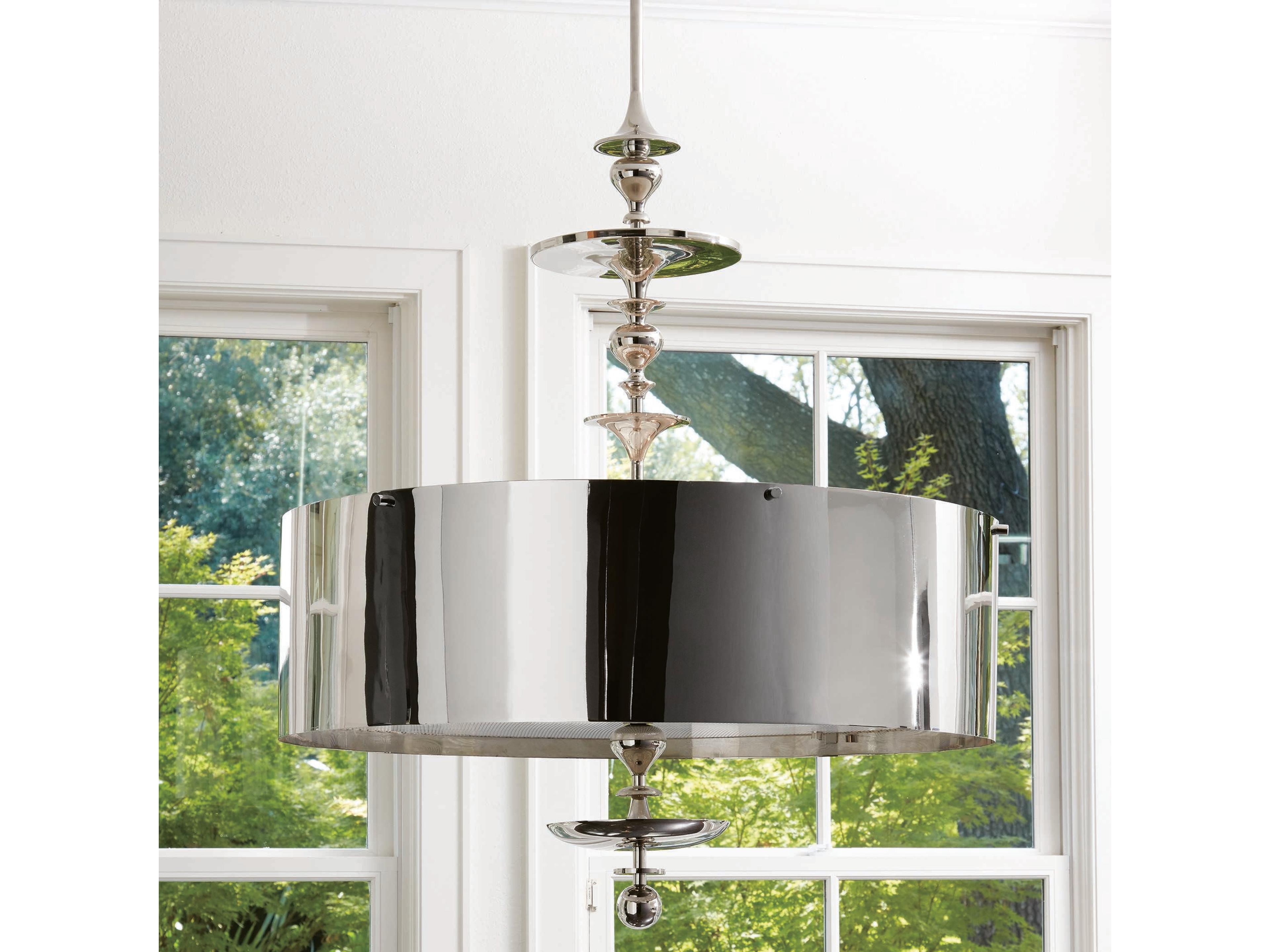 6-Light Nickel Drum Pendant