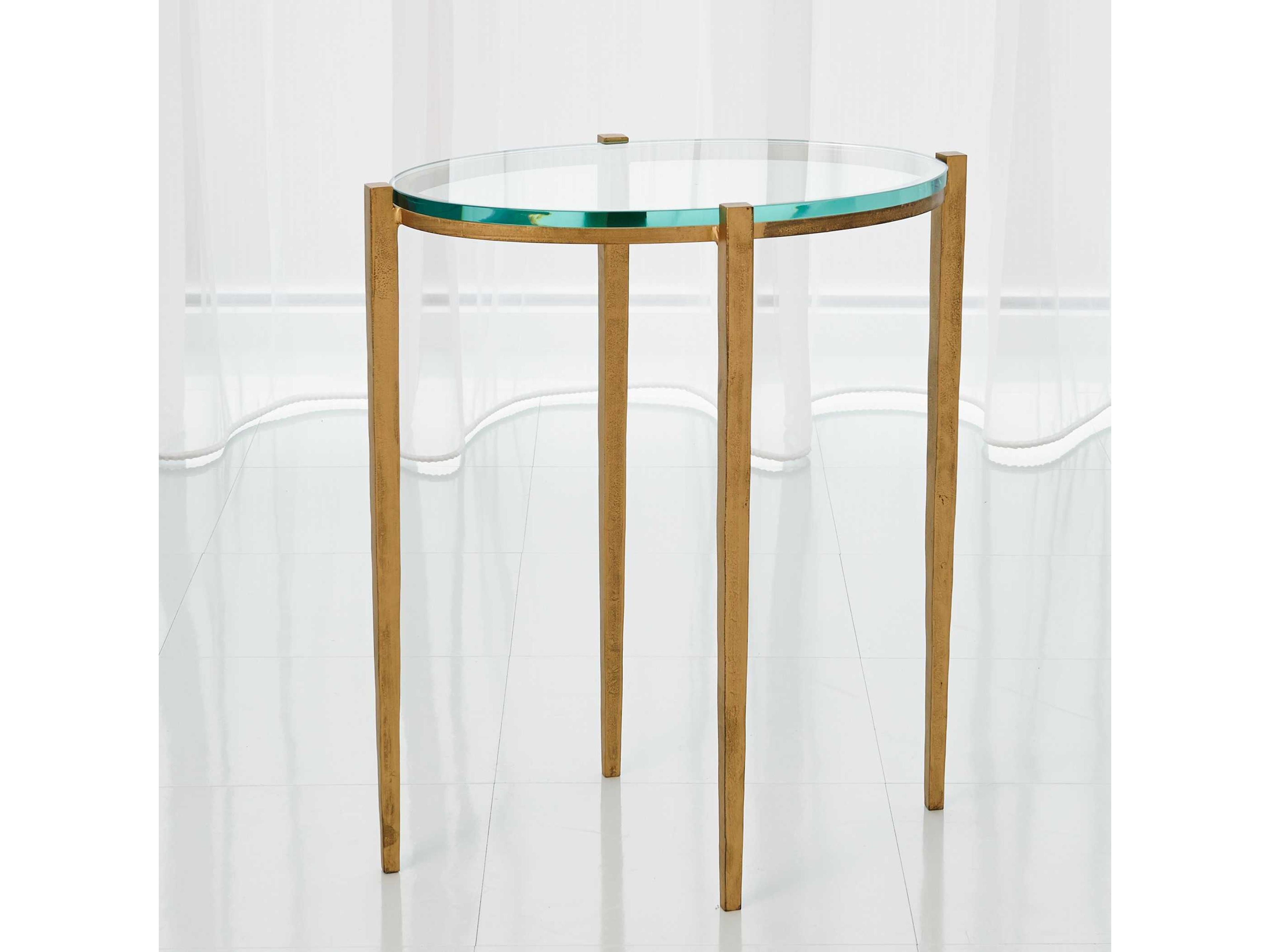 Petite Oval Glass End Table