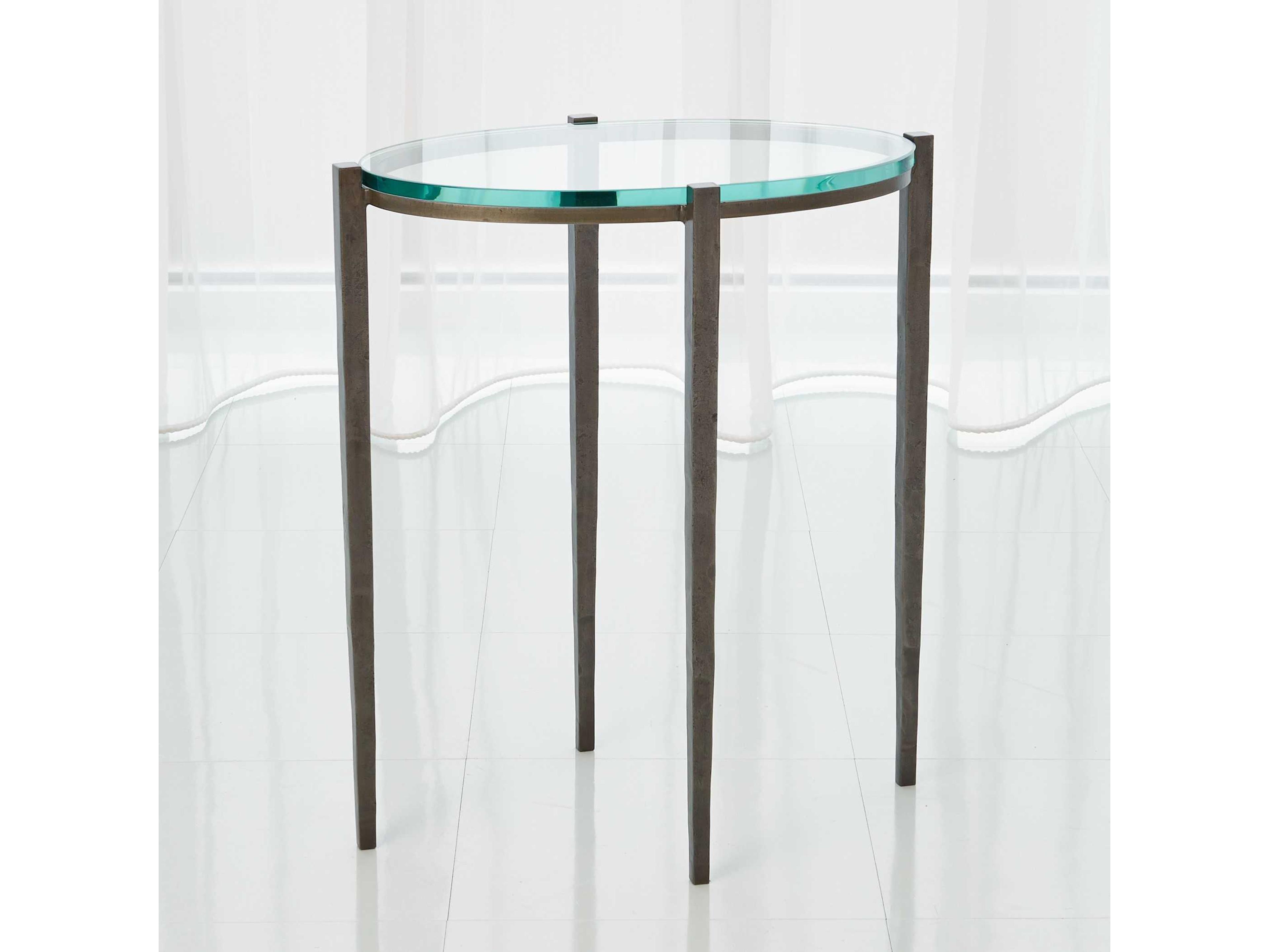 Petite Oval Glass End Table