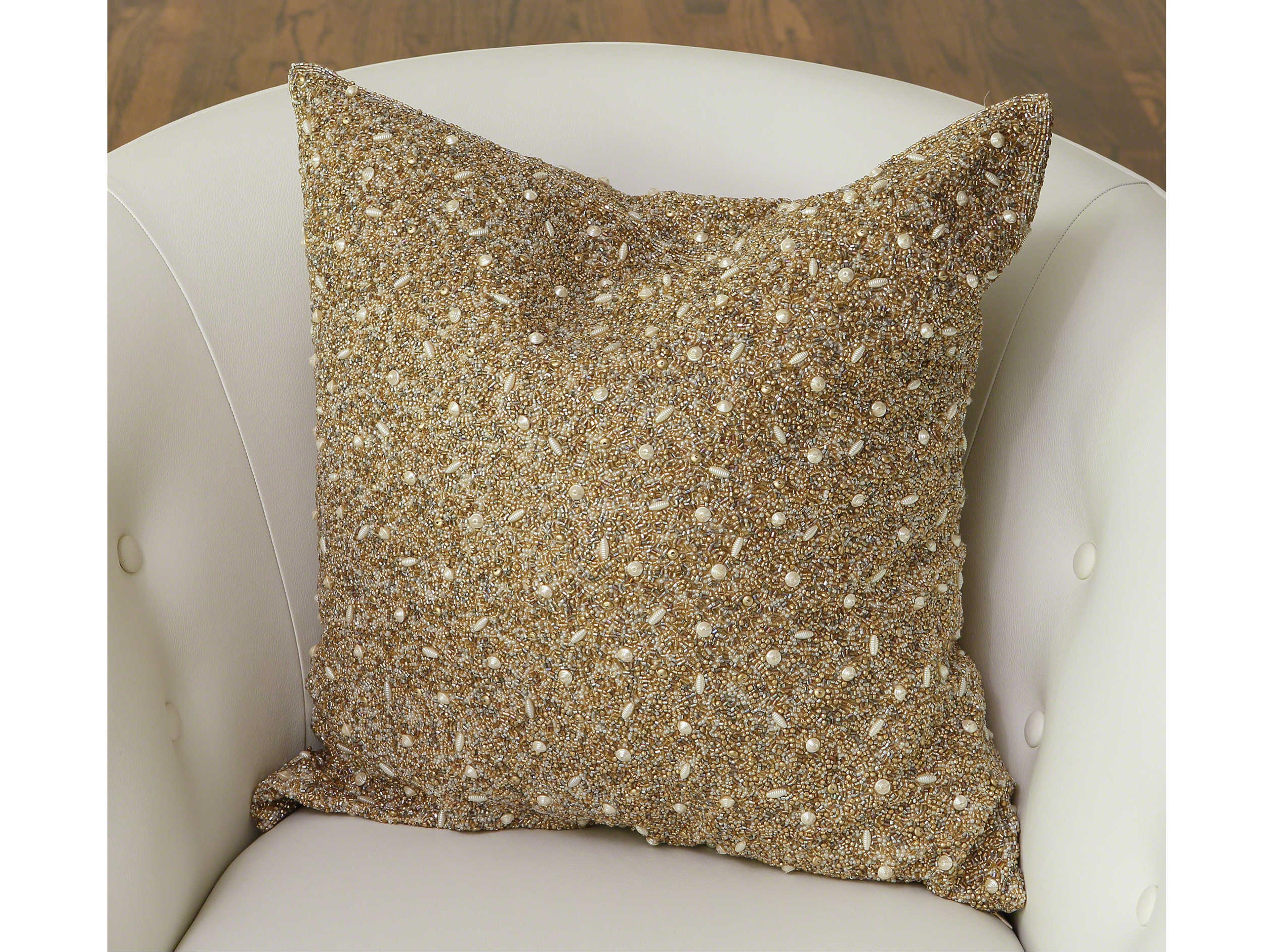 Golden Beaded Pillow