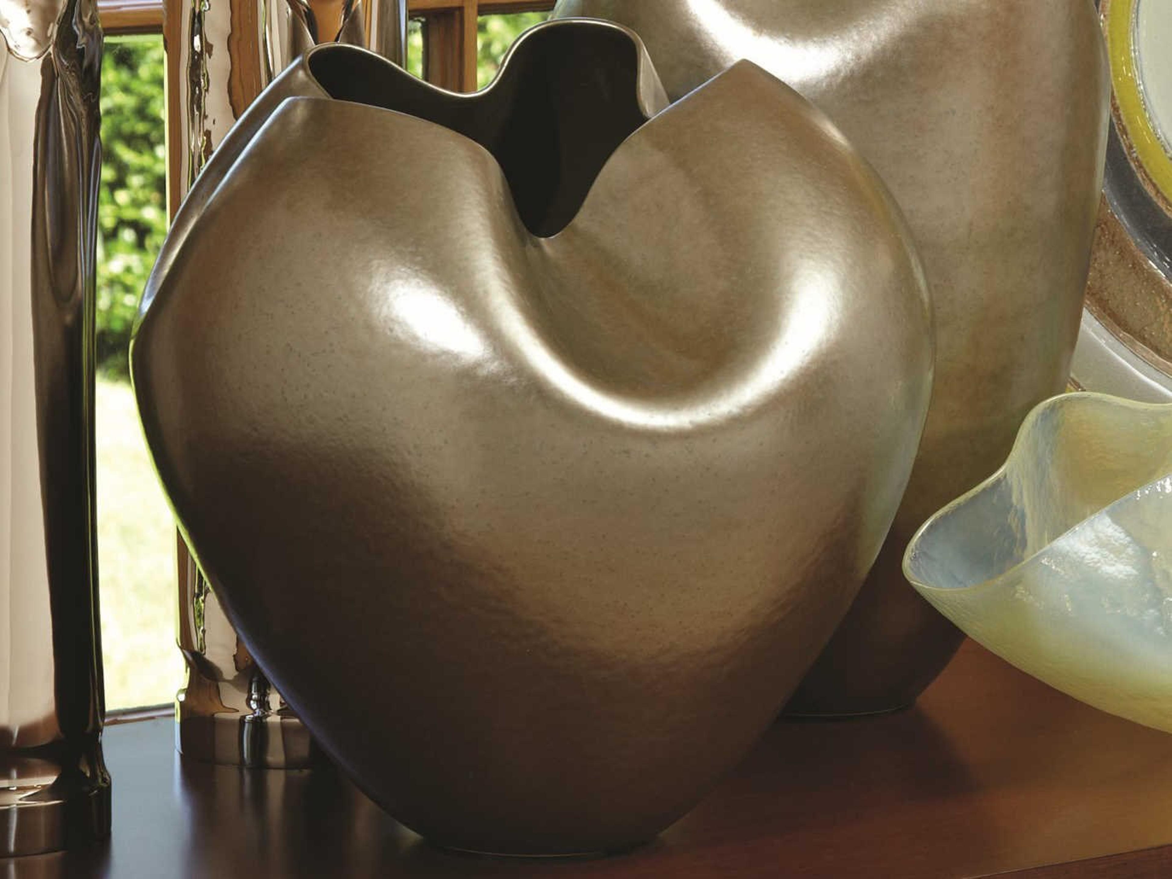 Global Views Plait Silver Haze Round Vase