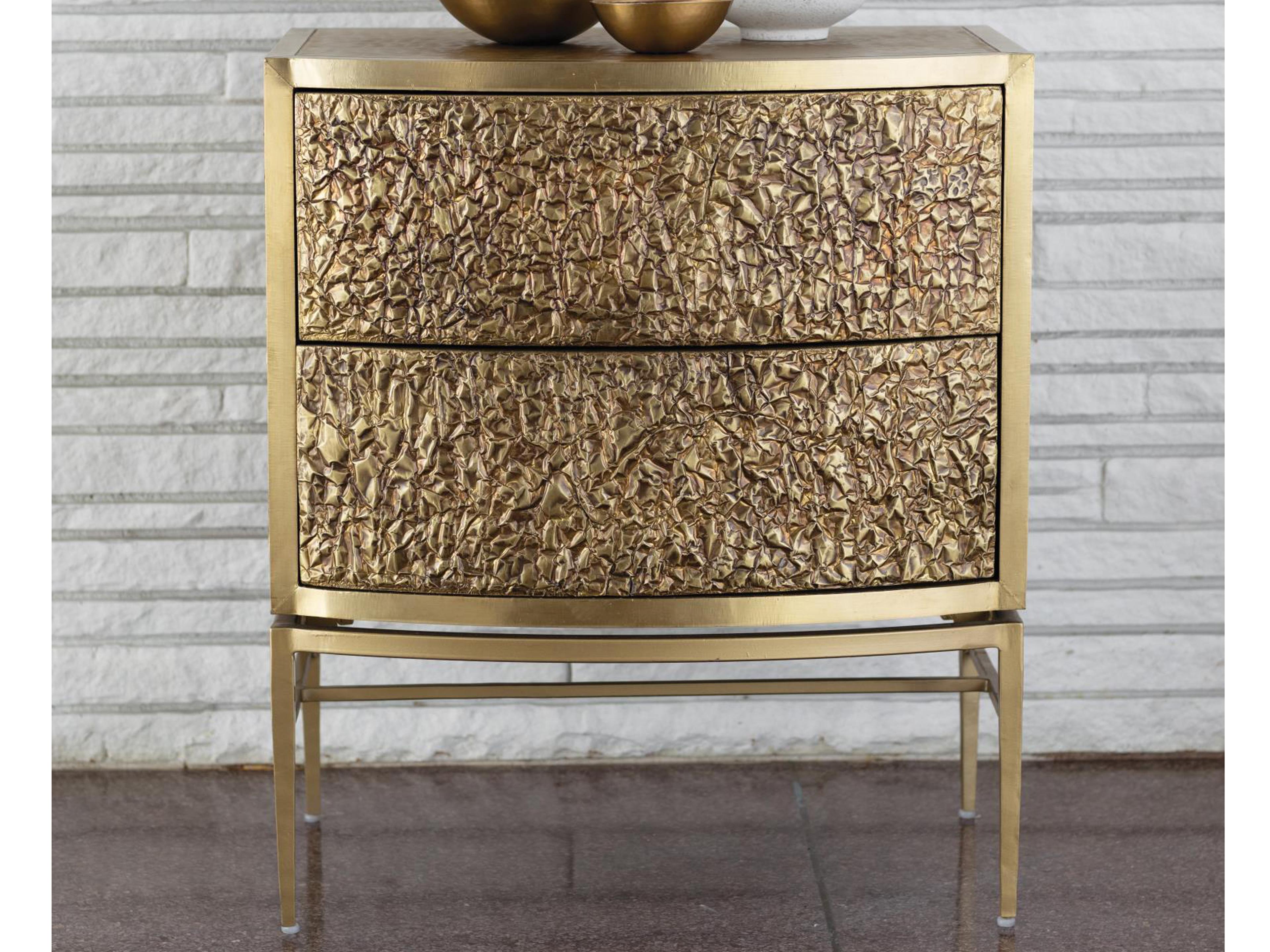 Global Views 2-Drawers Gold Chest Nightstand