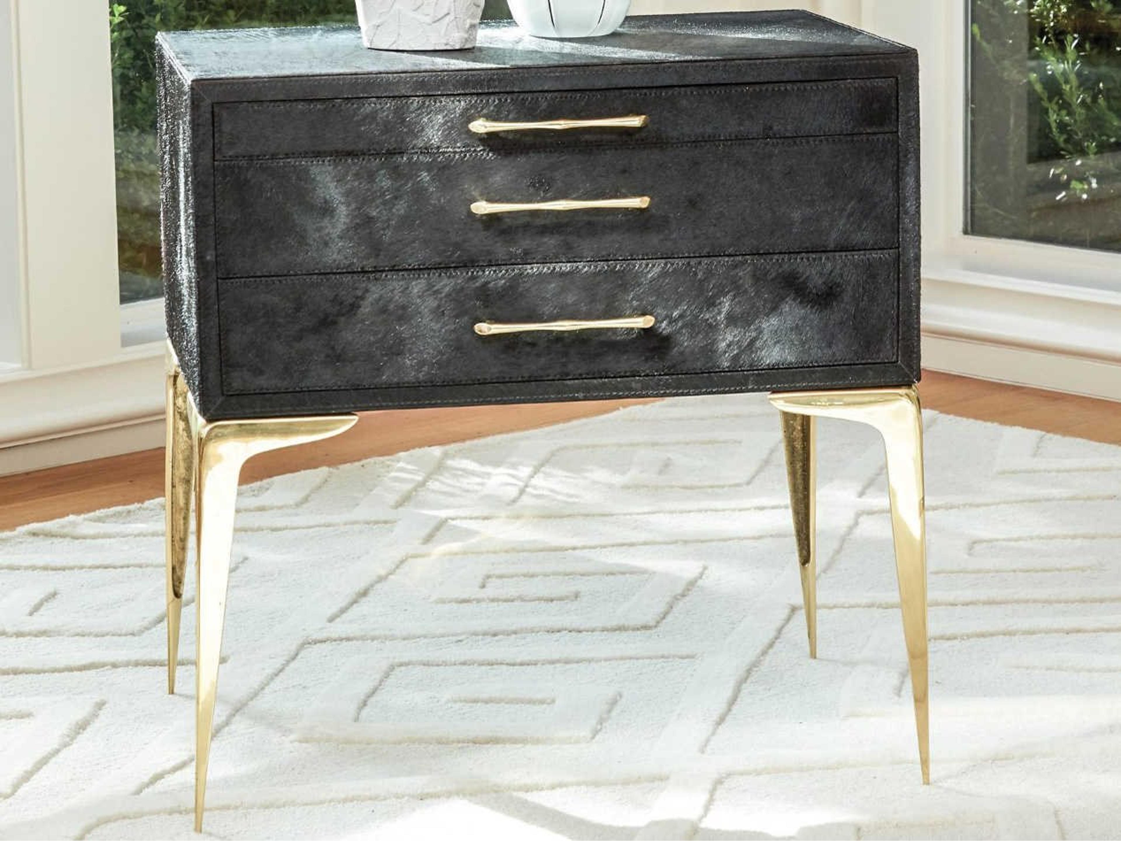 3-Drawers Black Nightstand