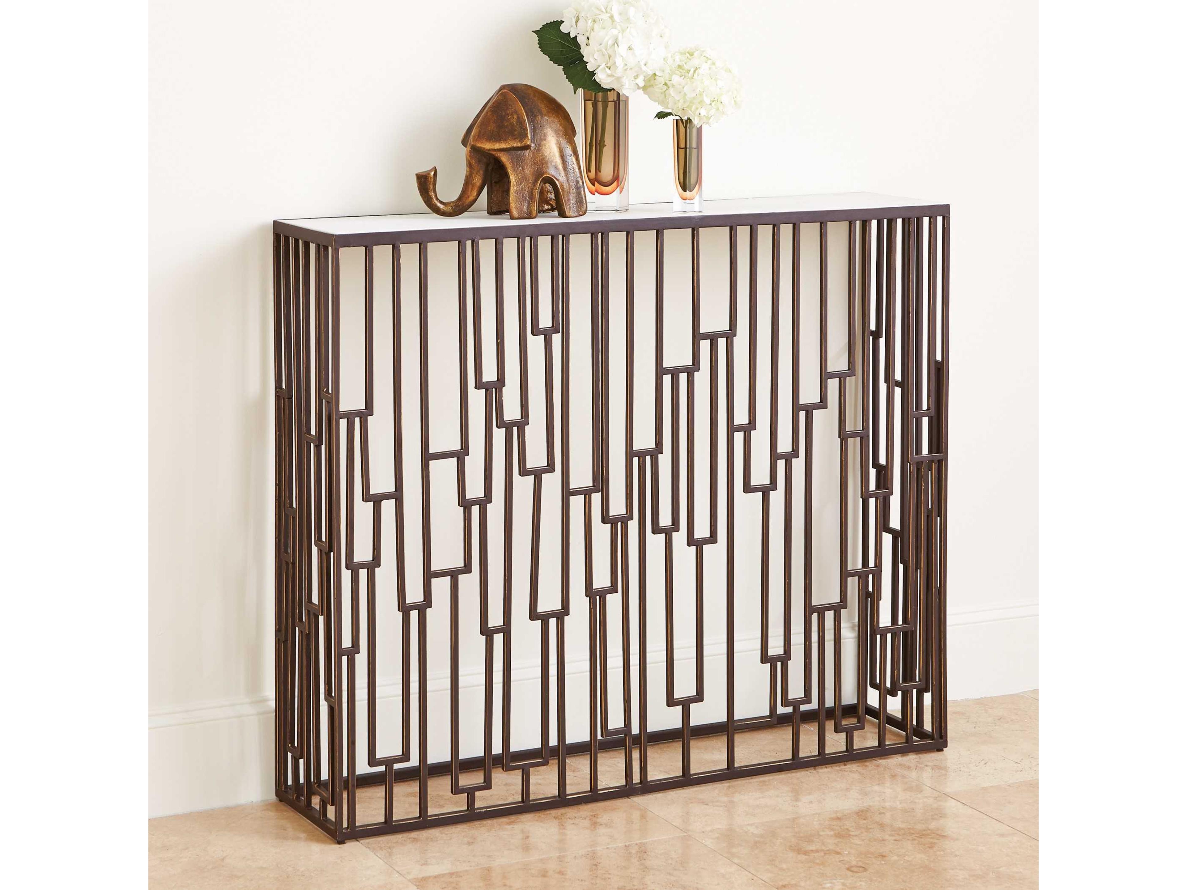 Shingle Rectangular Marble Console Table