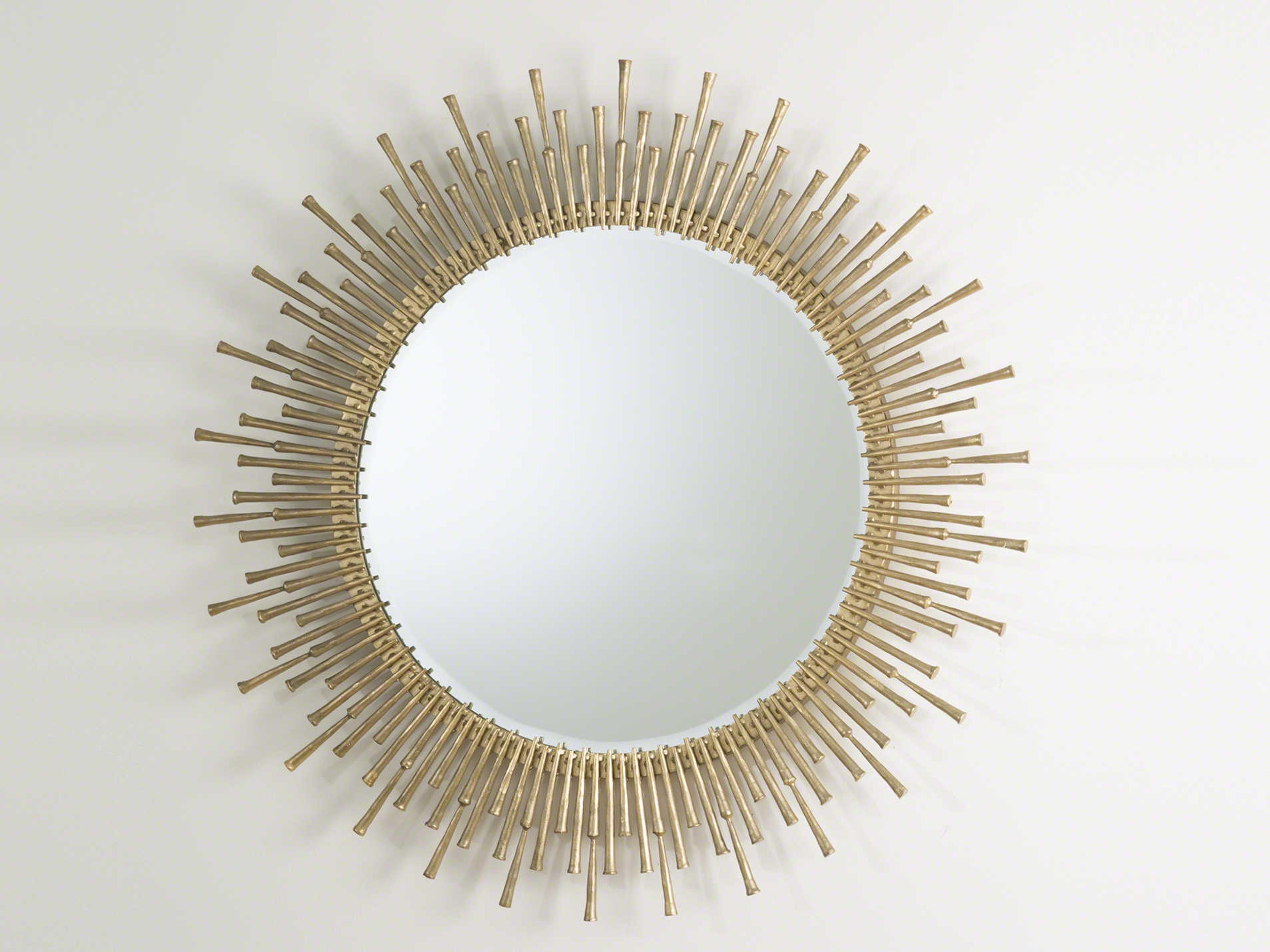 Spike Antique Brass Round Wall Mirror