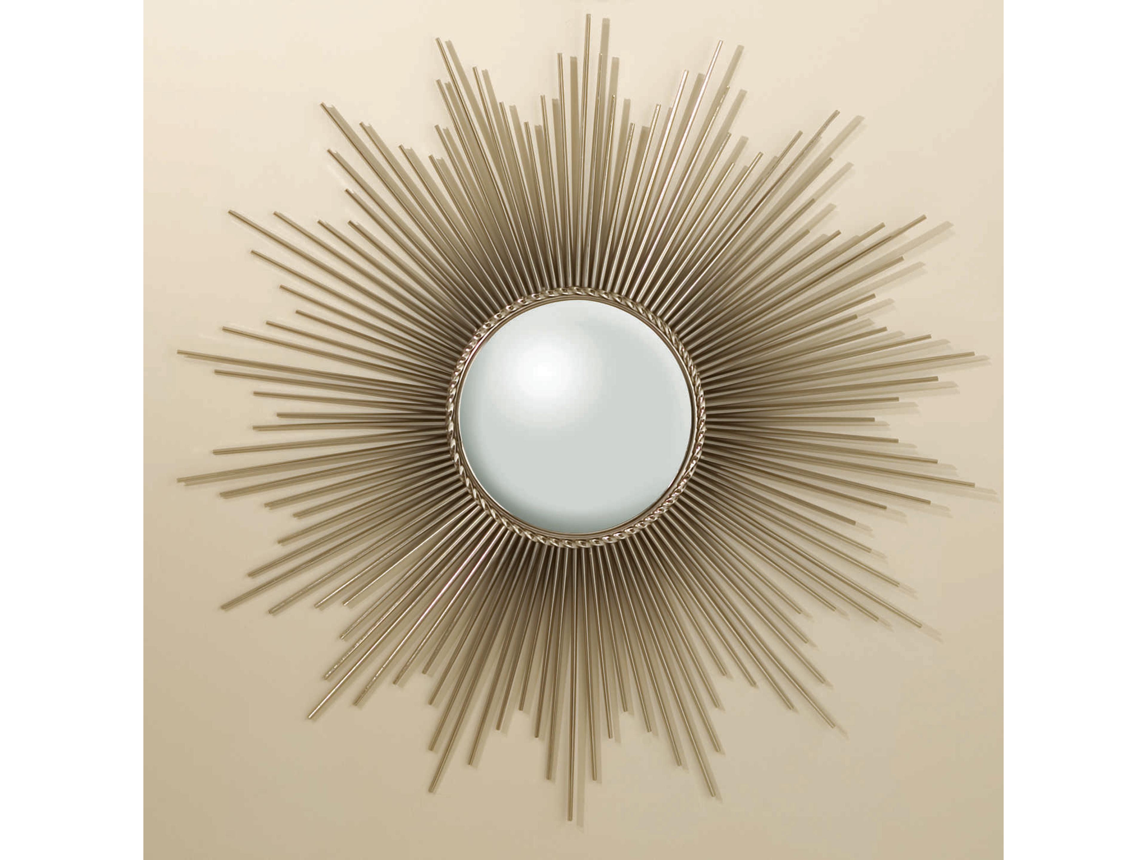 Sunburst Nickel Round Wall Mirror