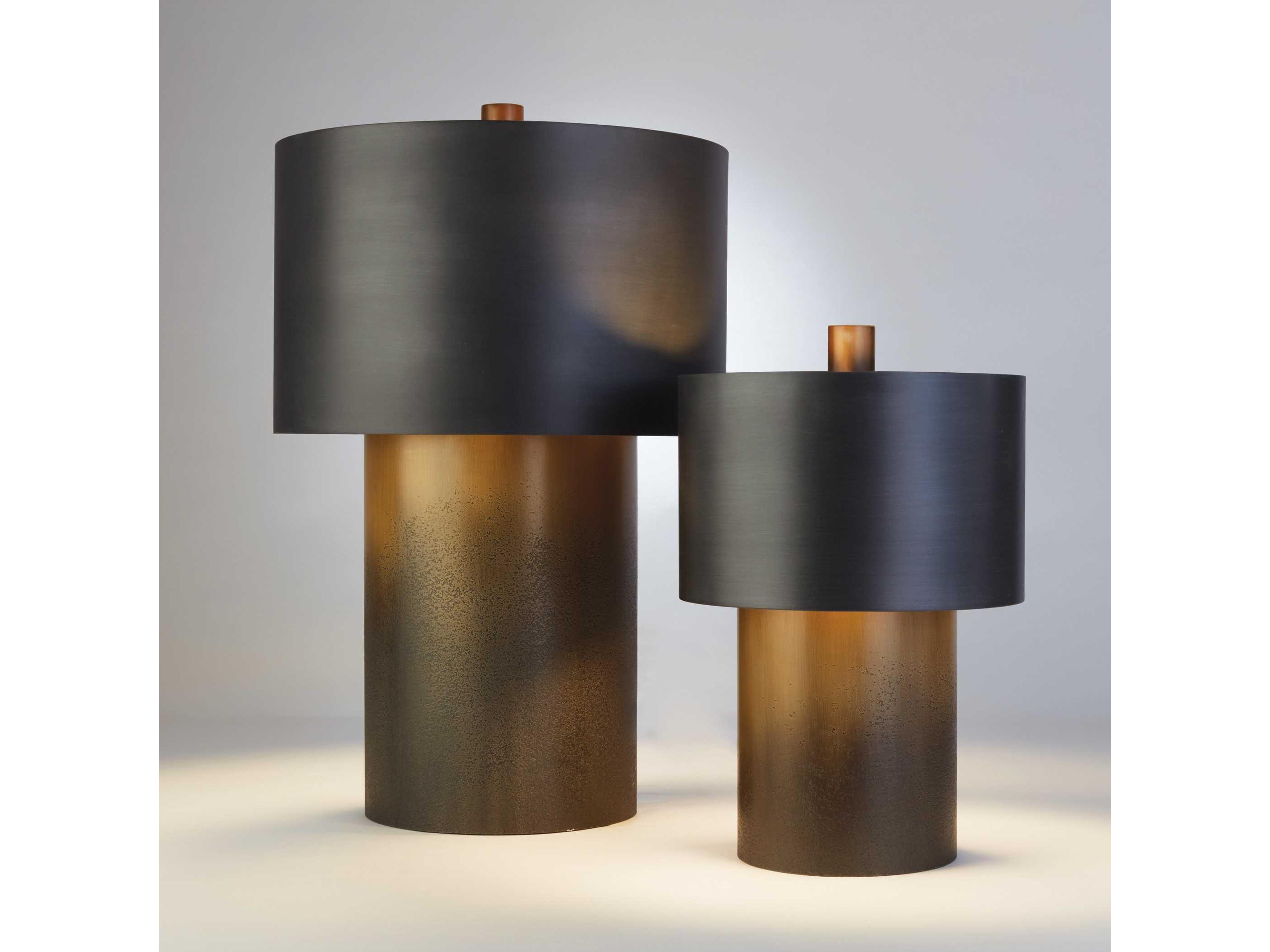 Antique Zinc Ombre Brass Black Table Lamp