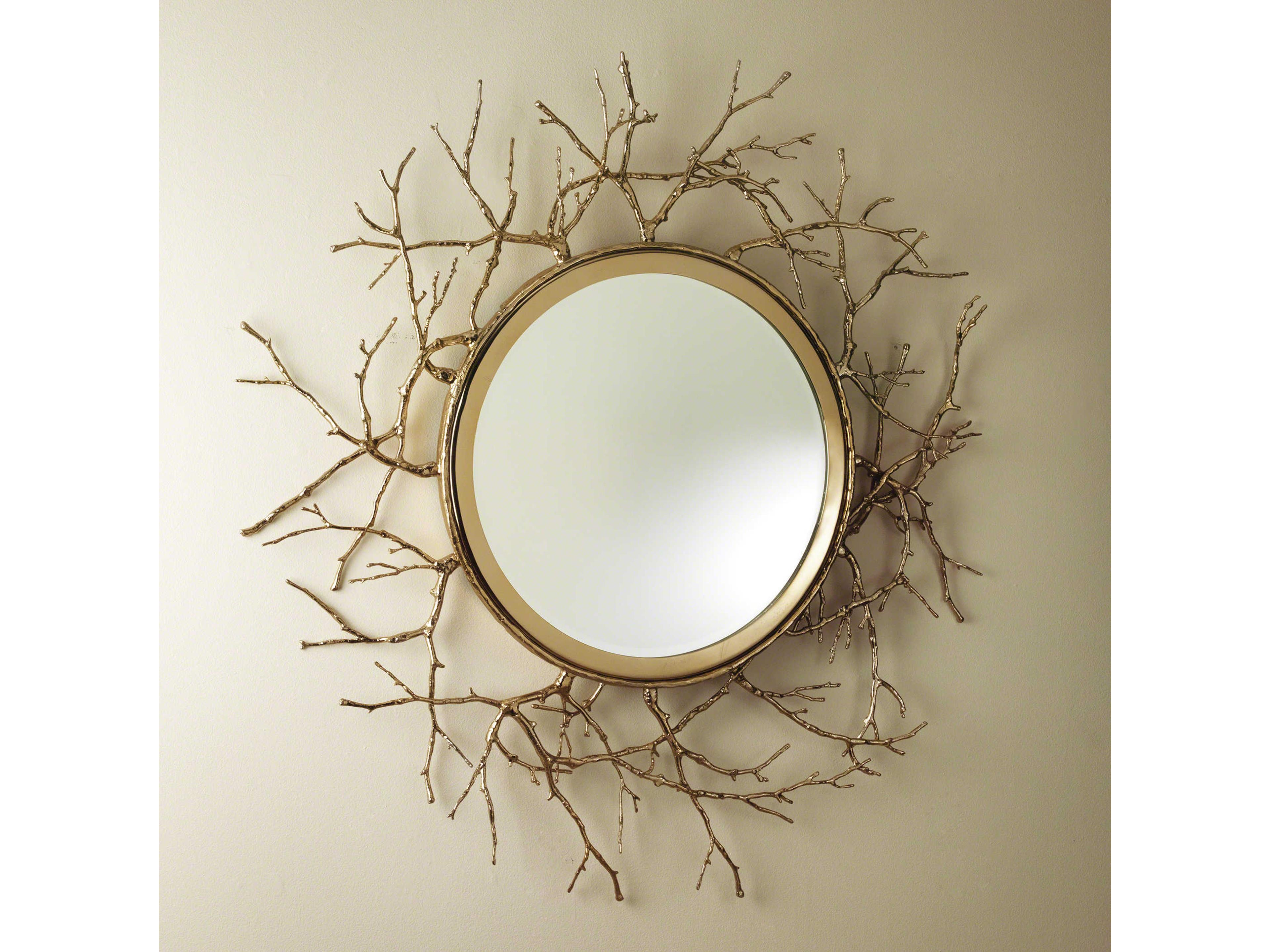 Global Views Twig Brass Round Wall Mirror