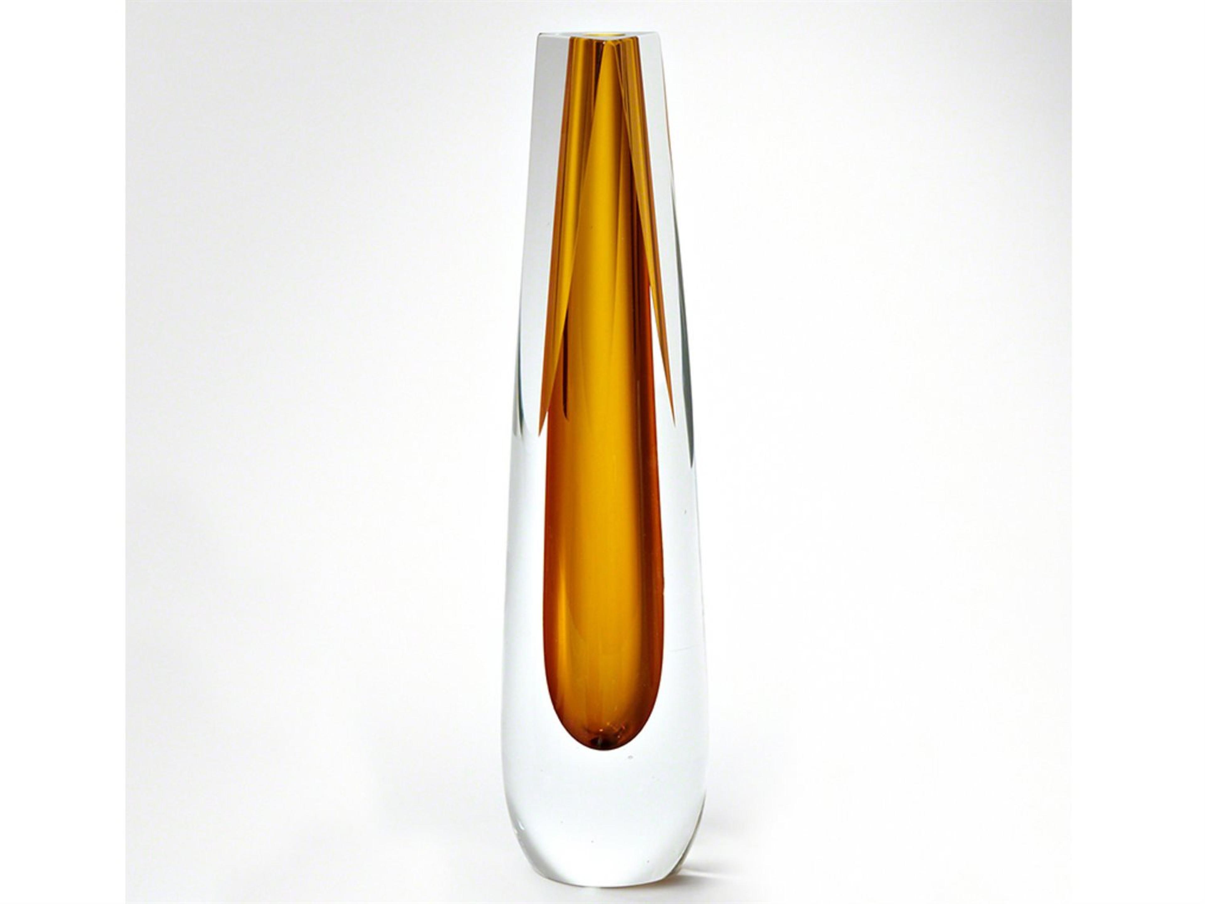 Triangle Cut Amber Vase