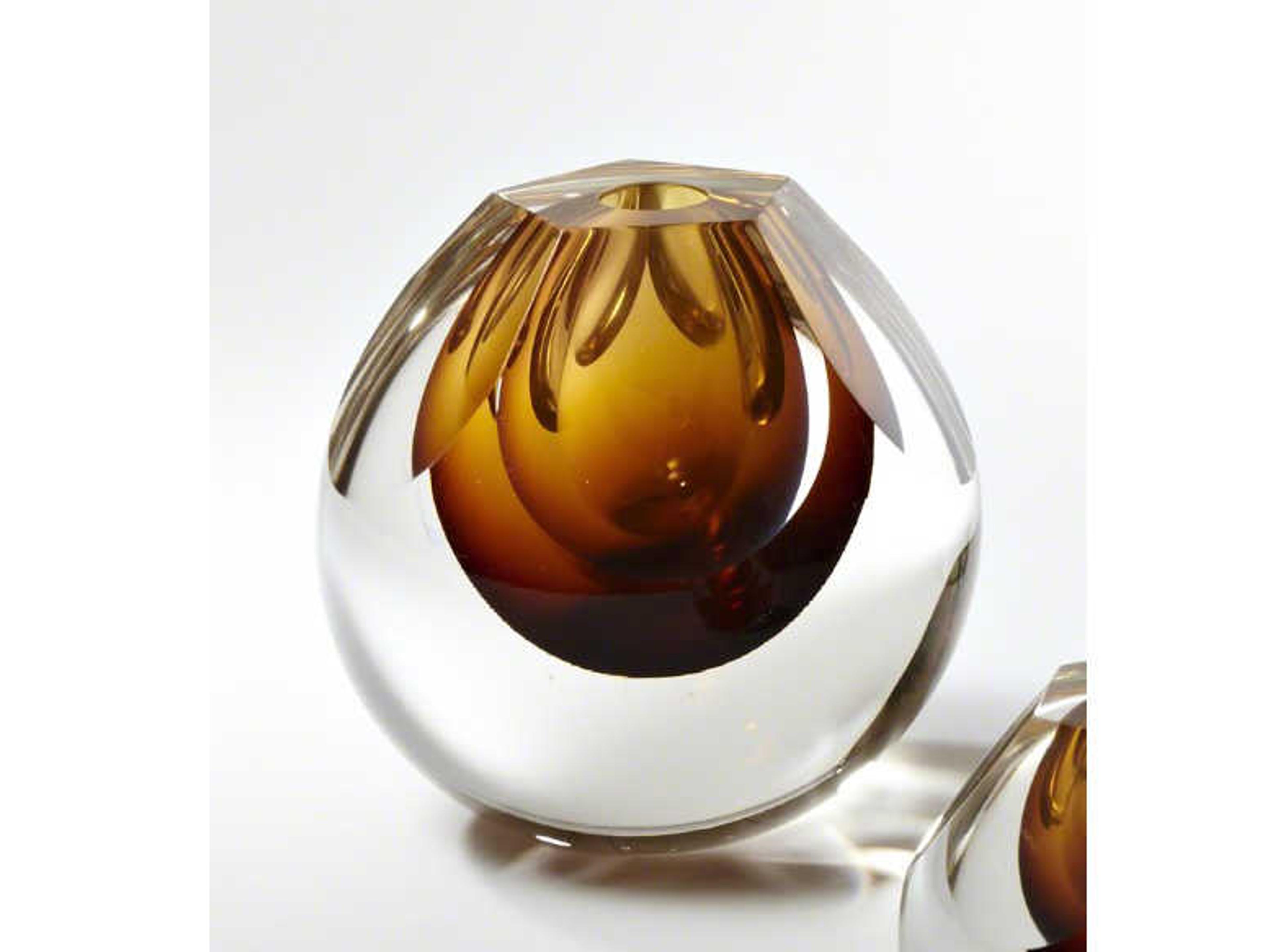 Pentagon Cut Amber Vase