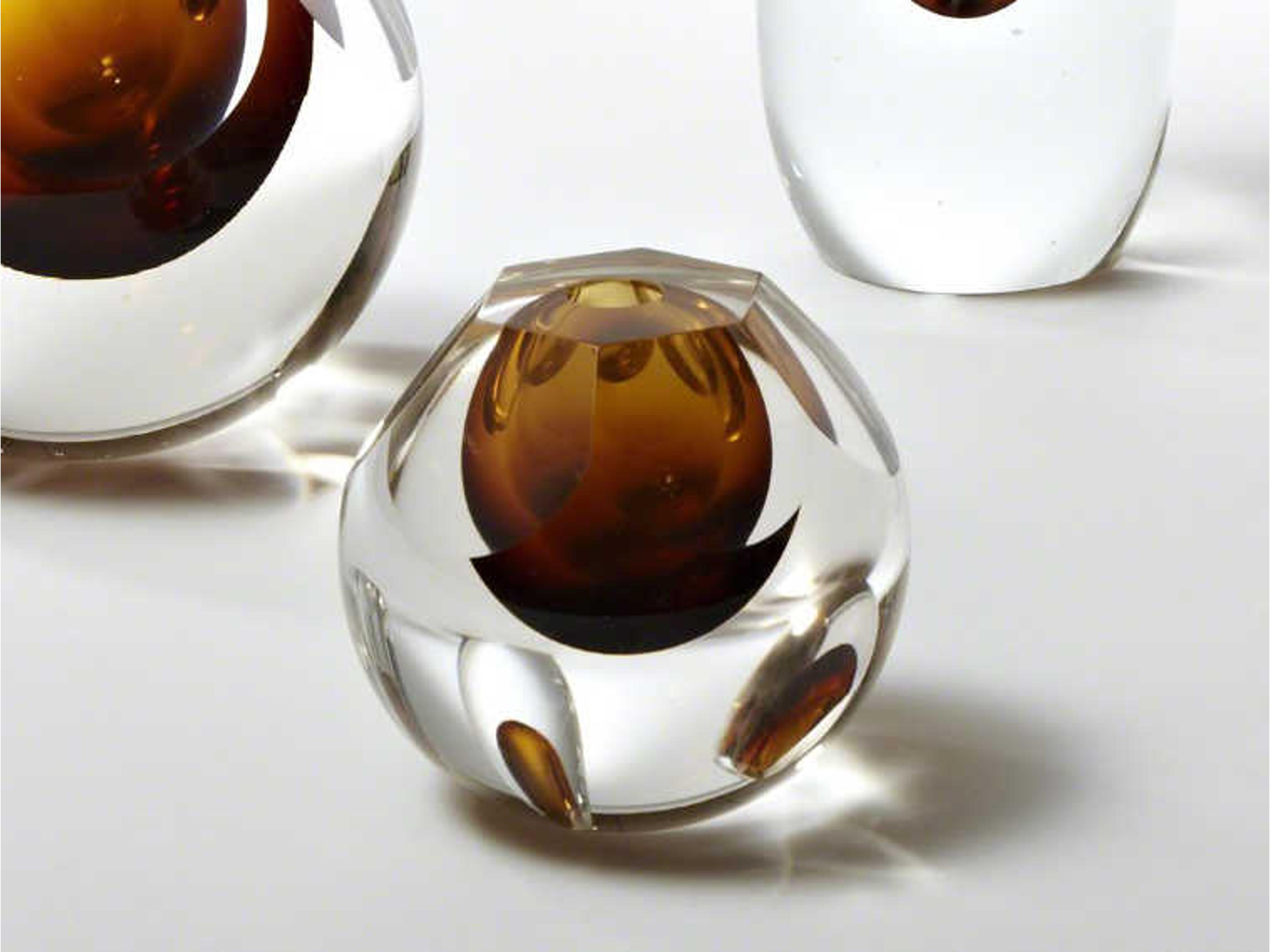 Hexagon Cut Amber Vase