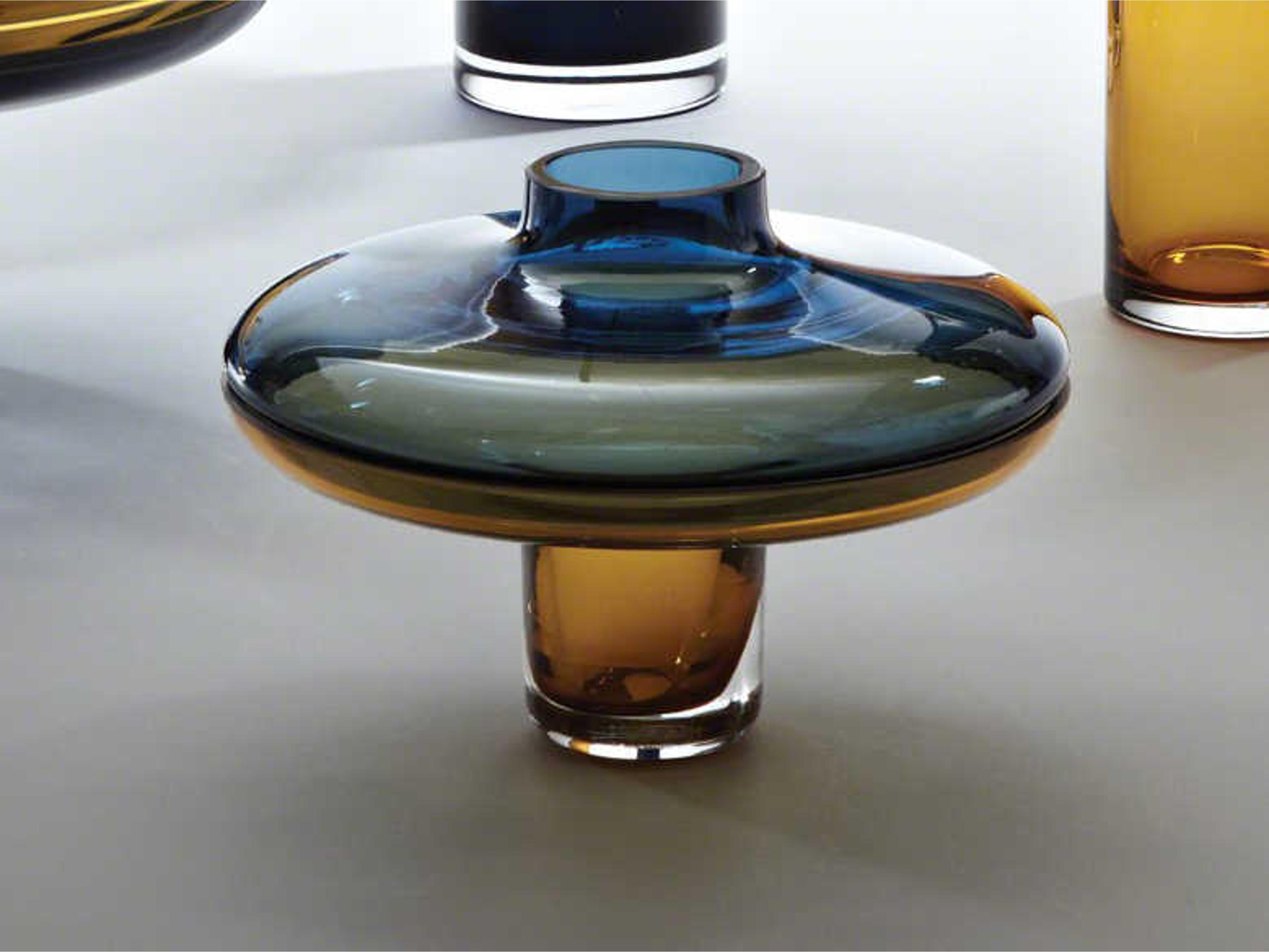 Global Views Low Cobalt / Amber Vase