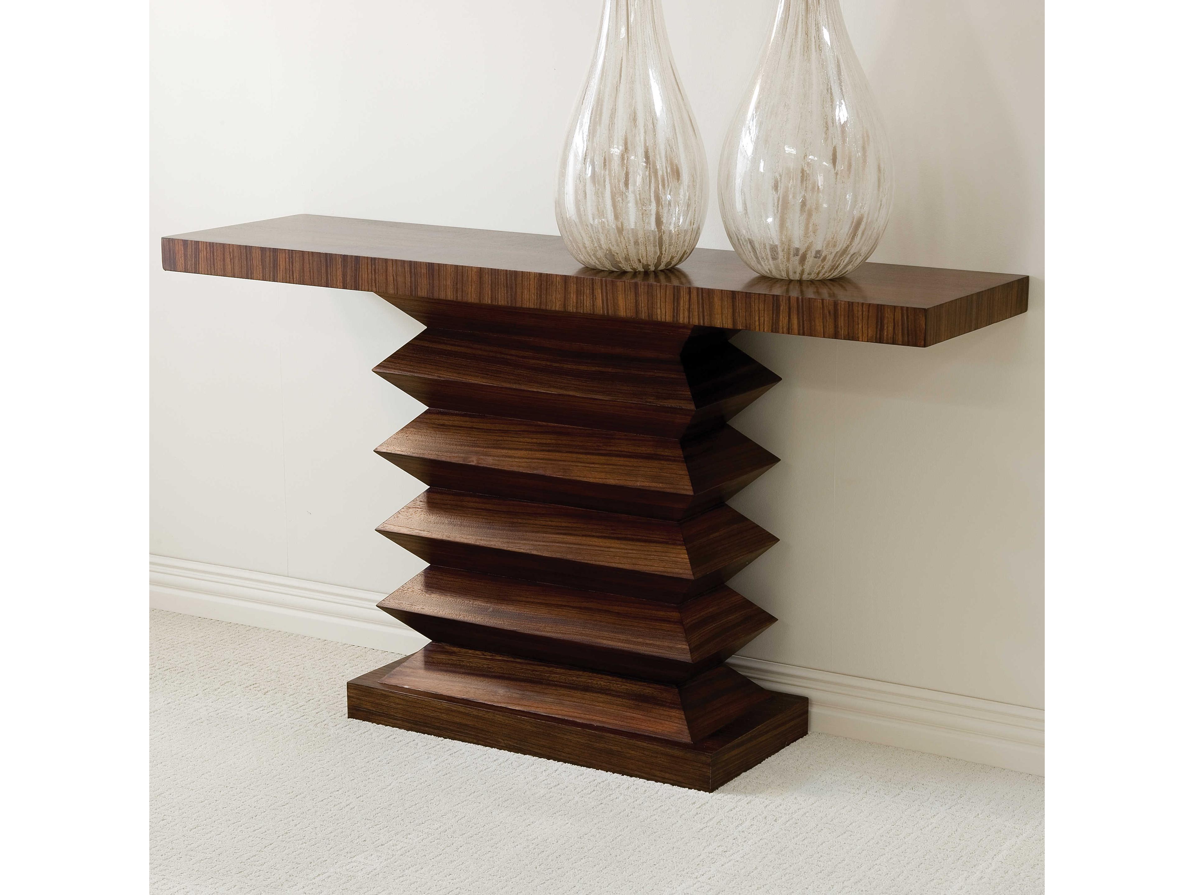 Zig Zag Rectangular Wood Console Table