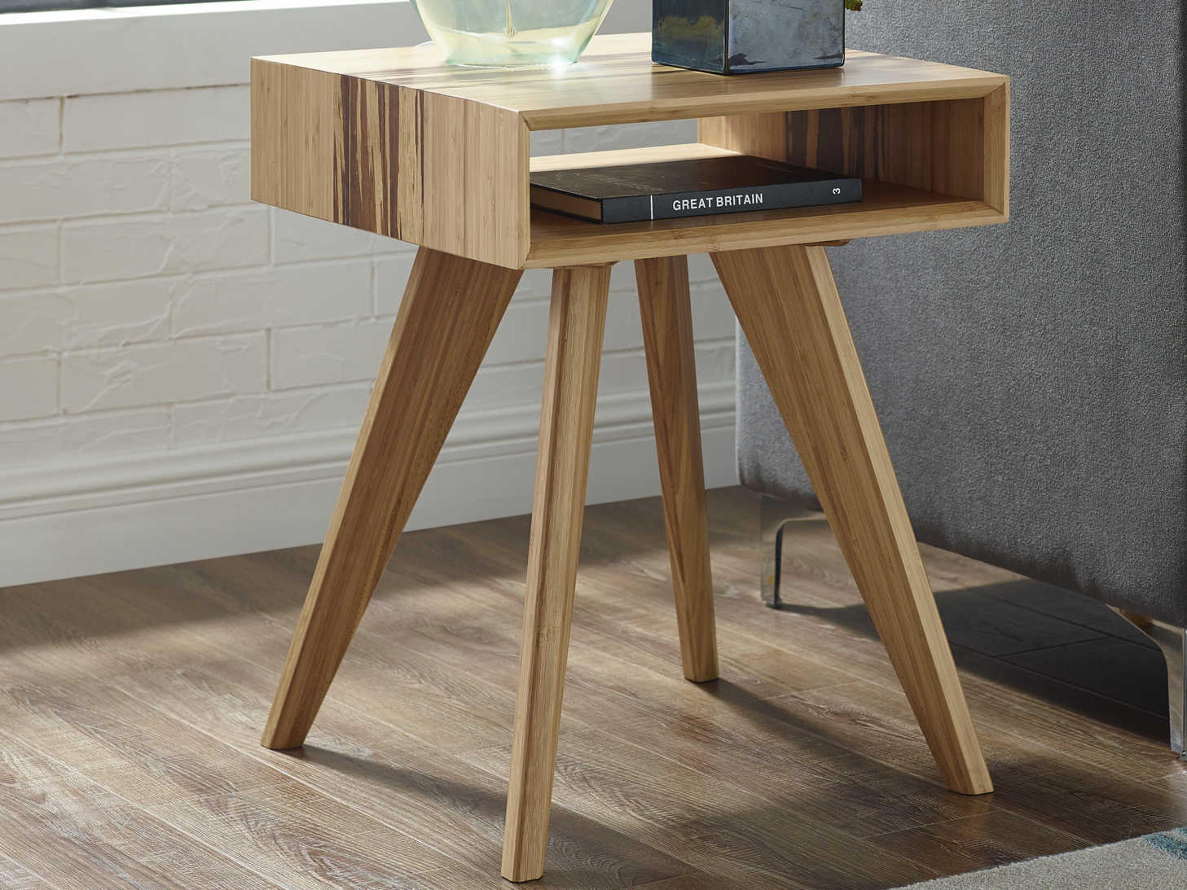 Greenington Azara Square Wood Caramelized exotic Tiger End Table