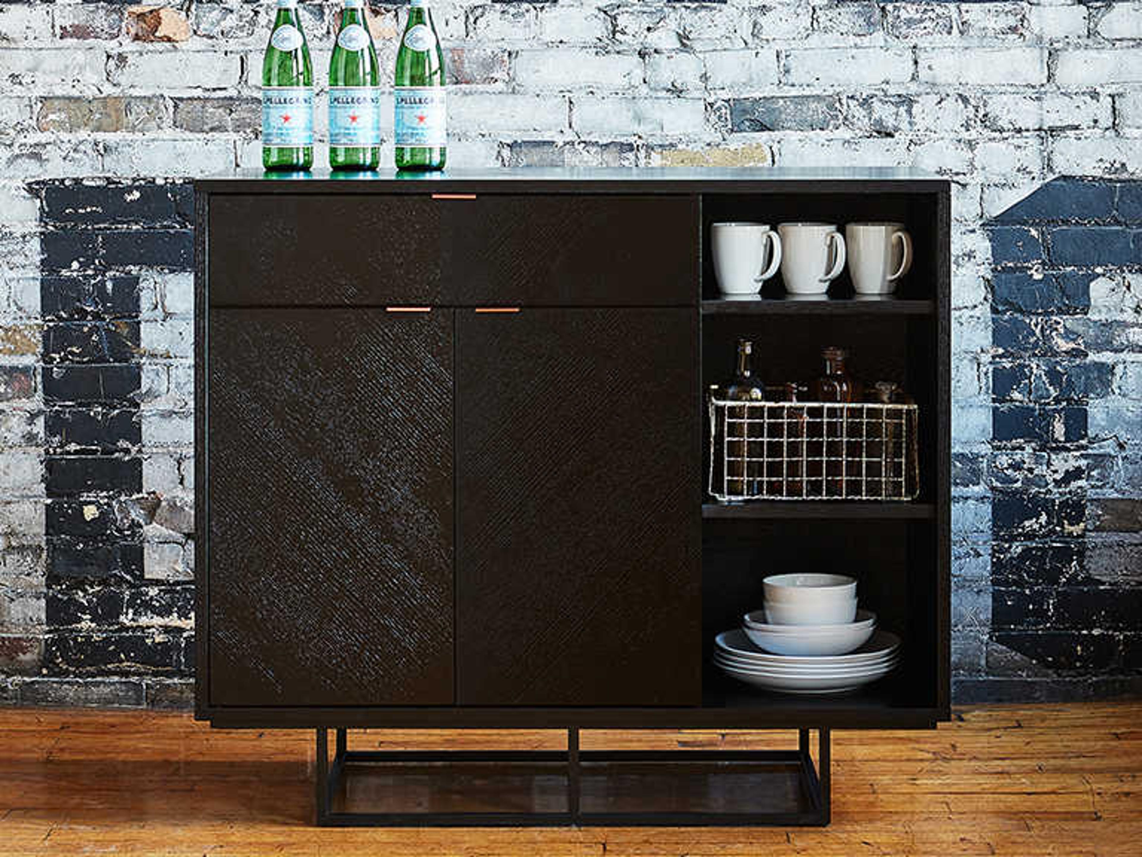 Gus* Modern Myles 42" Oak Wood Black Sideboard