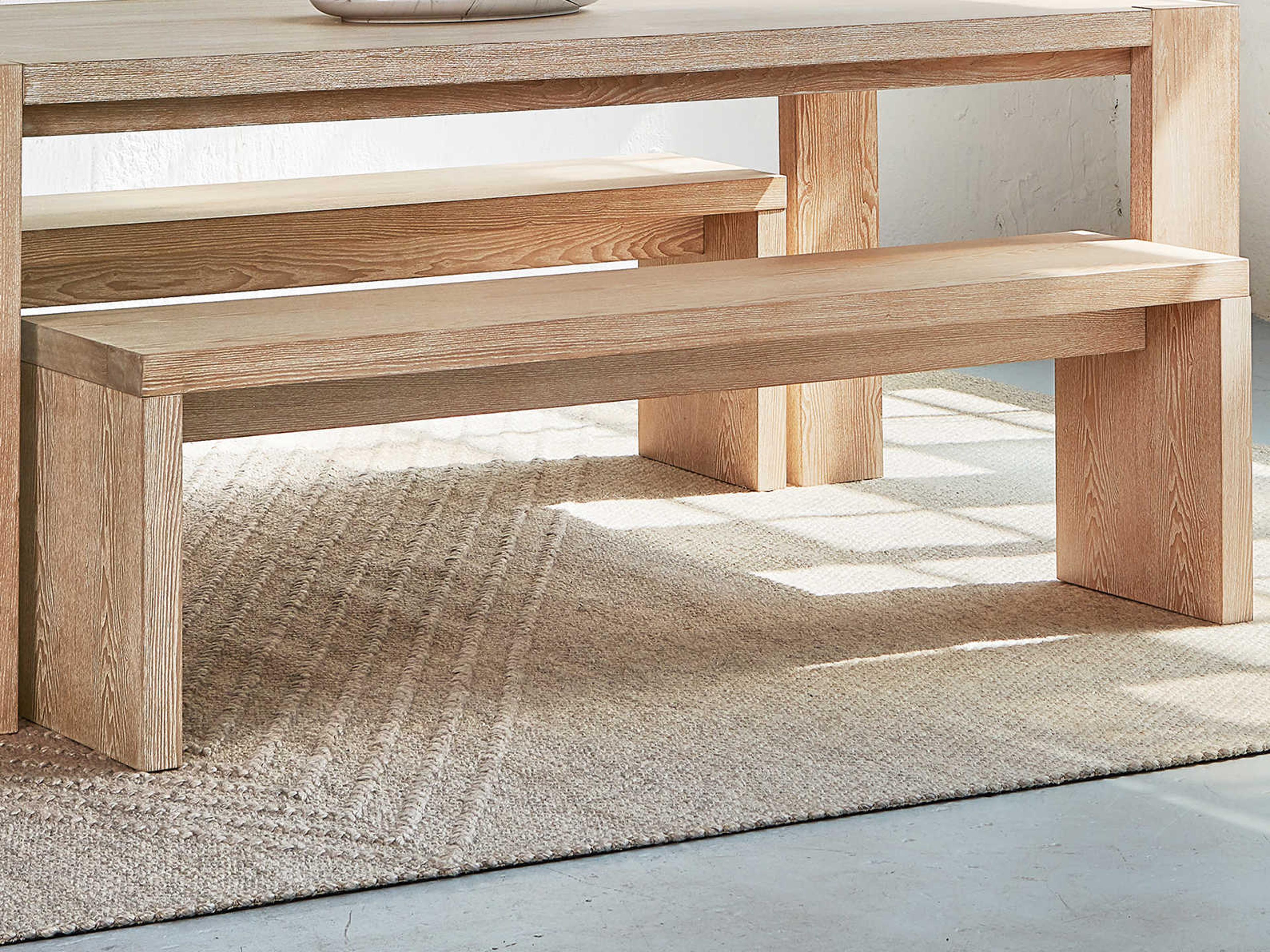 Gus* Modern Plank White Wash Beige Accent Bench