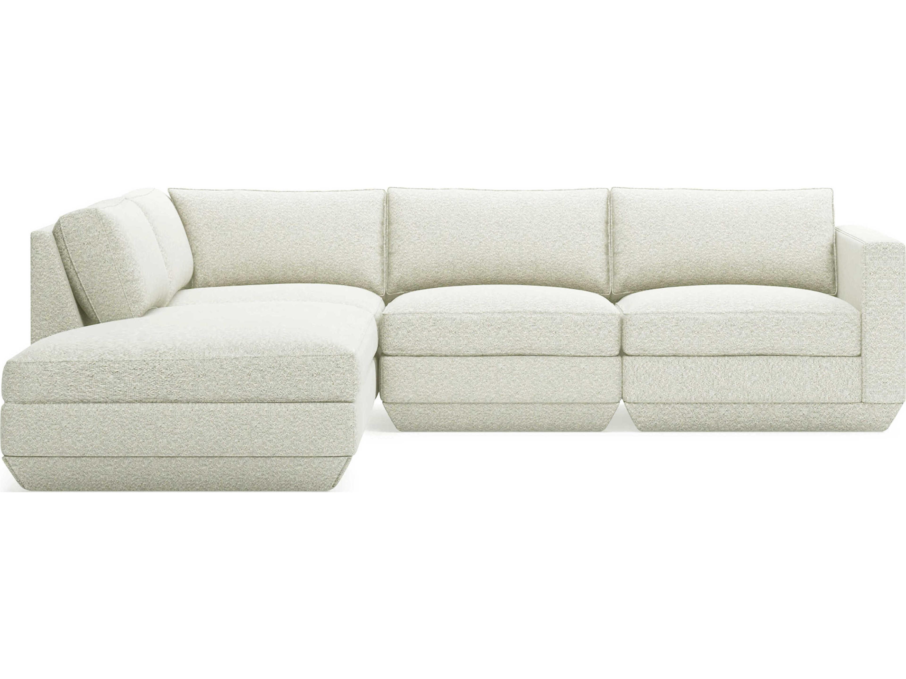 Gus* Modern Podium White Upholstered Sectional Sofa