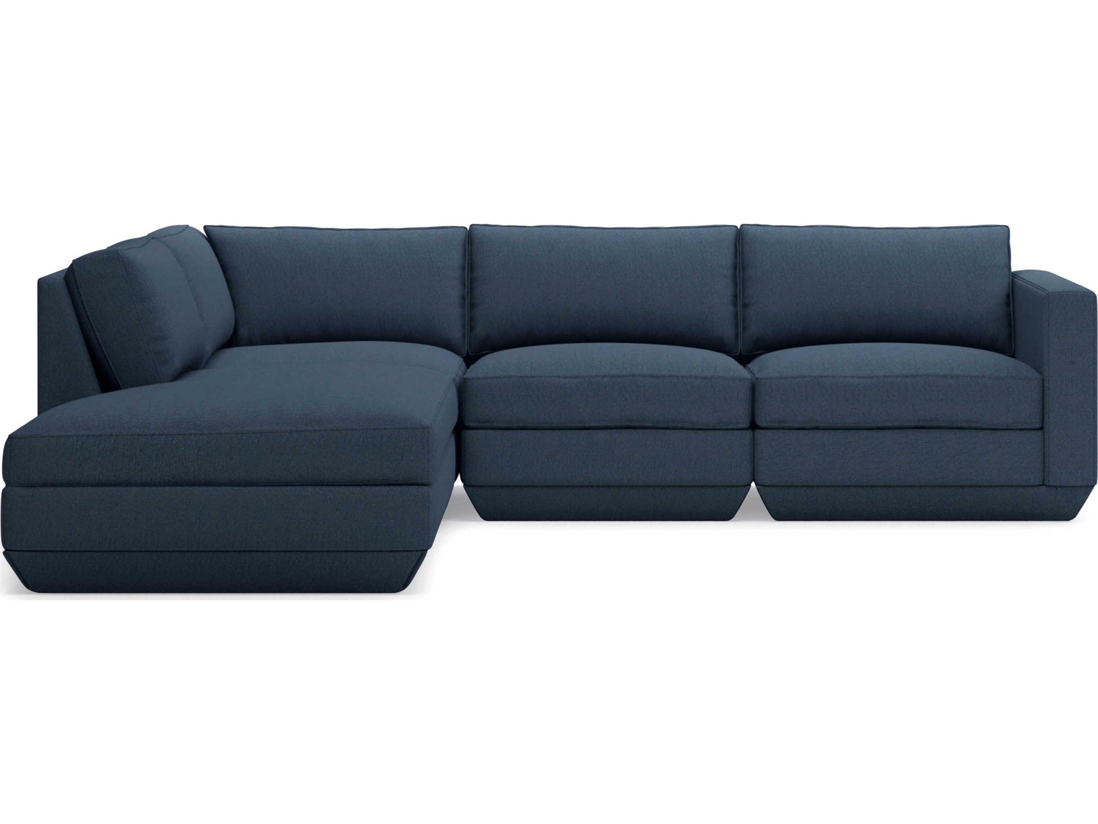 Gus* Modern Podium Blue Upholstered Sectional Sofa