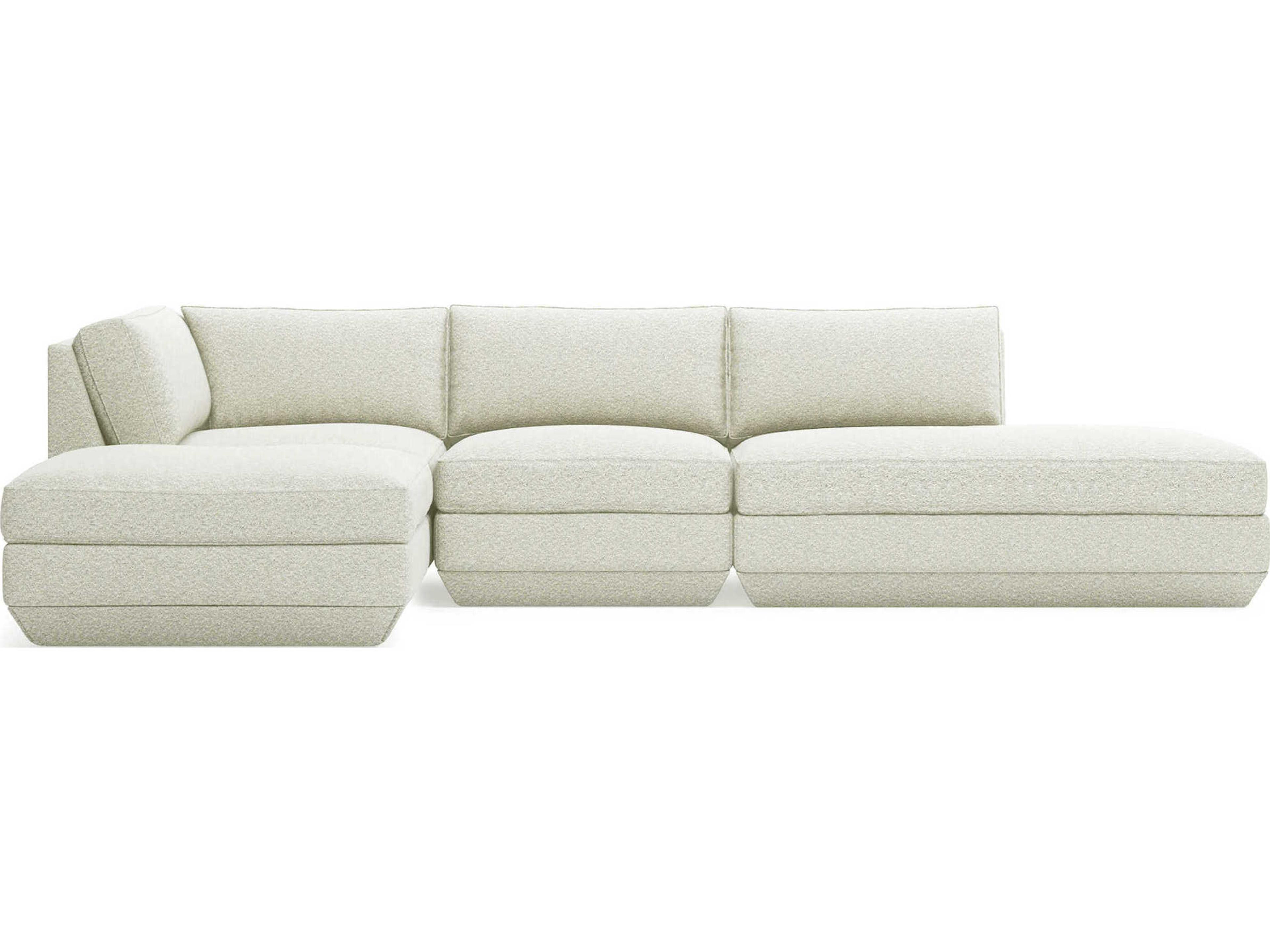 Gus* Modern Podium White Upholstered Sectional Sofa