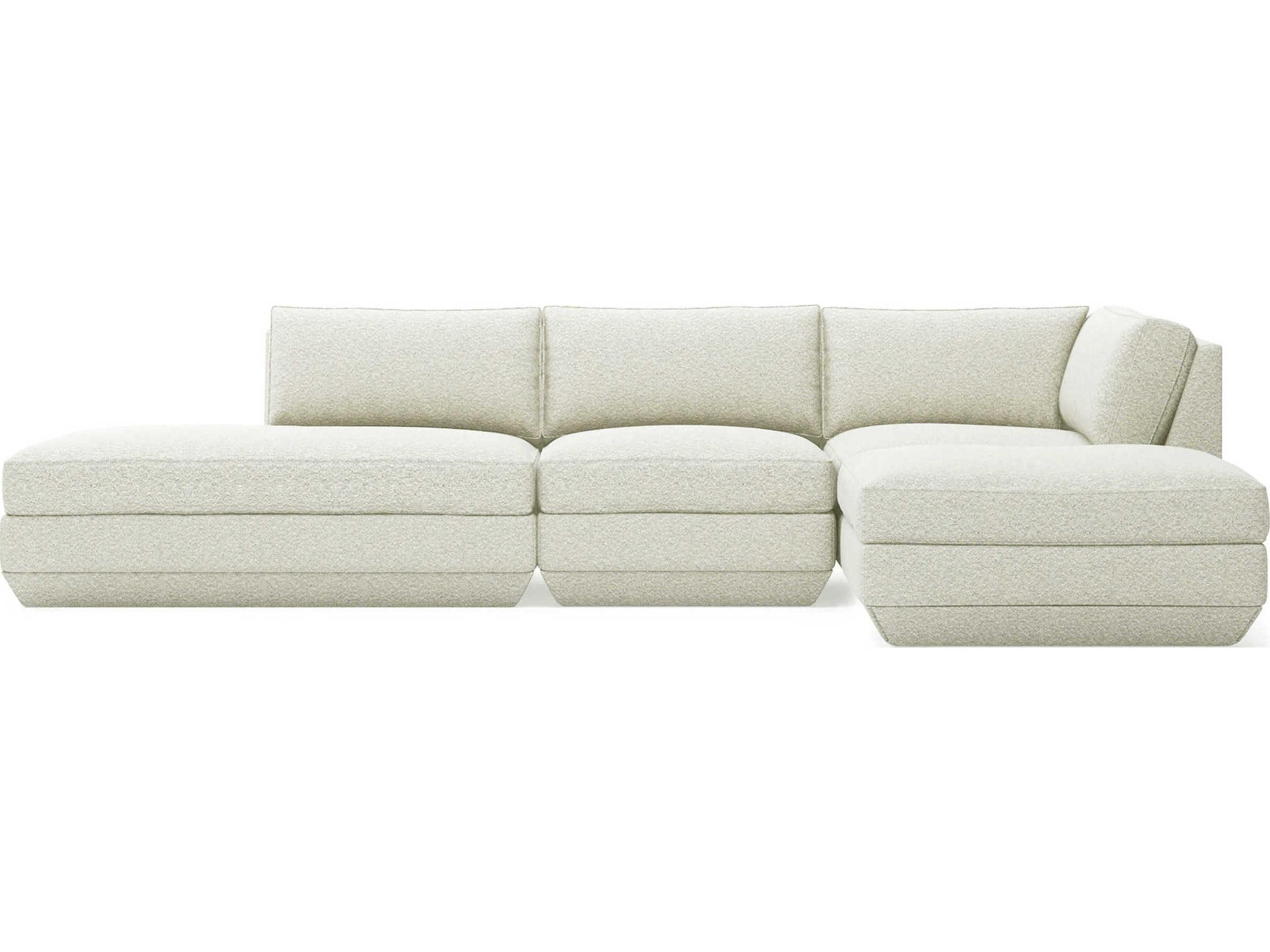 Gus* Modern Podium White Upholstered Sectional Sofa