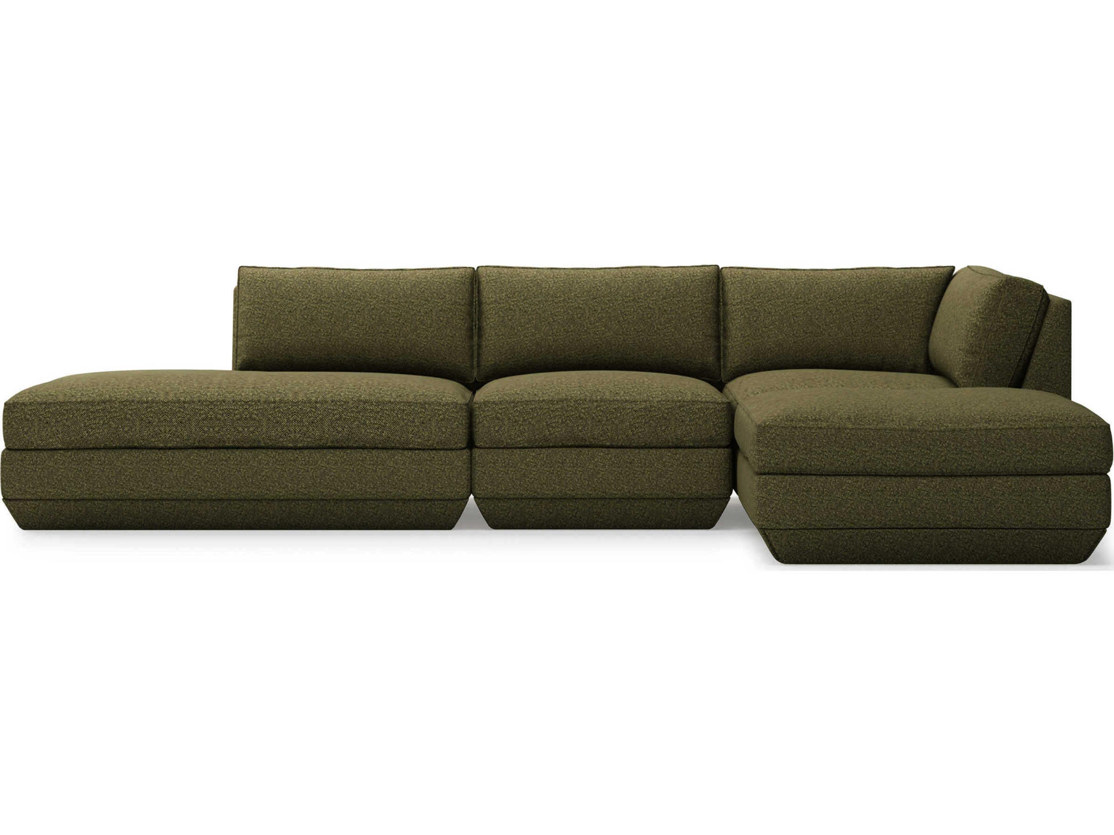 Gus* Modern Podium Green Upholstered Sectional Sofa