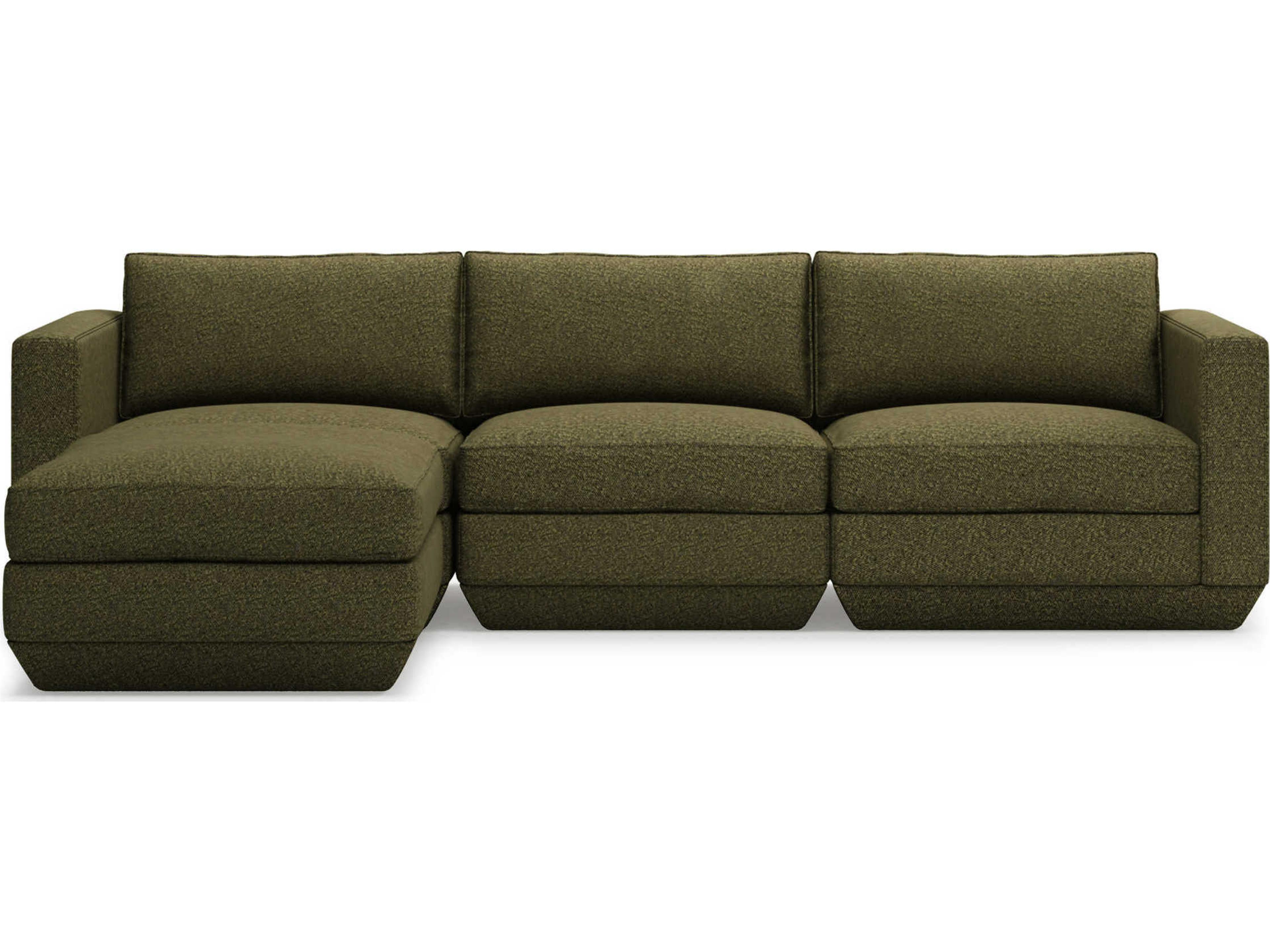 Gus* Modern Podium Green Upholstered Sectional Sofa