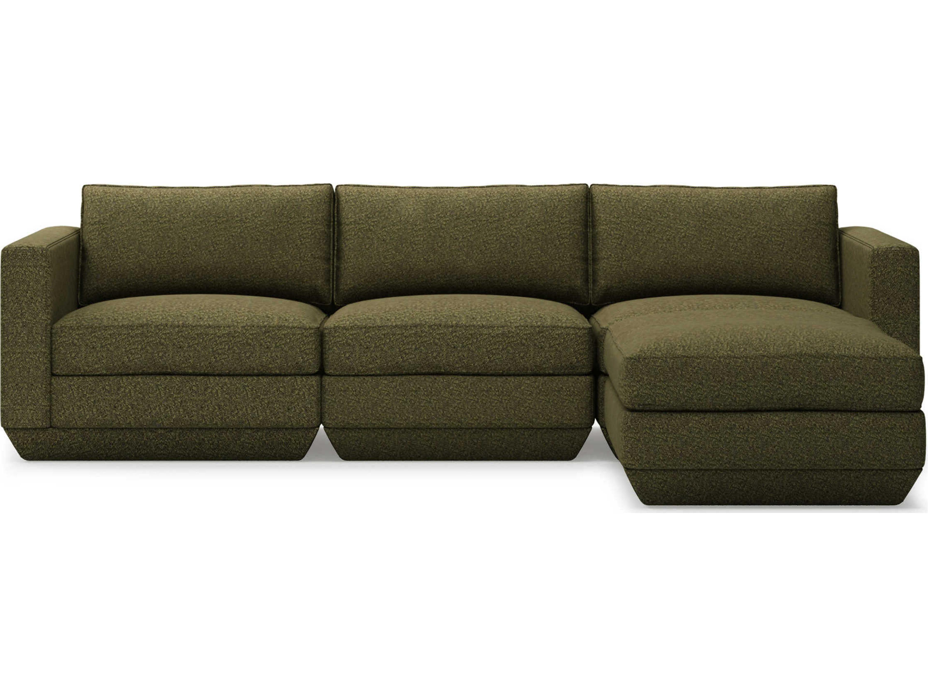 Gus* Modern Podium Green Upholstered Sectional Sofa