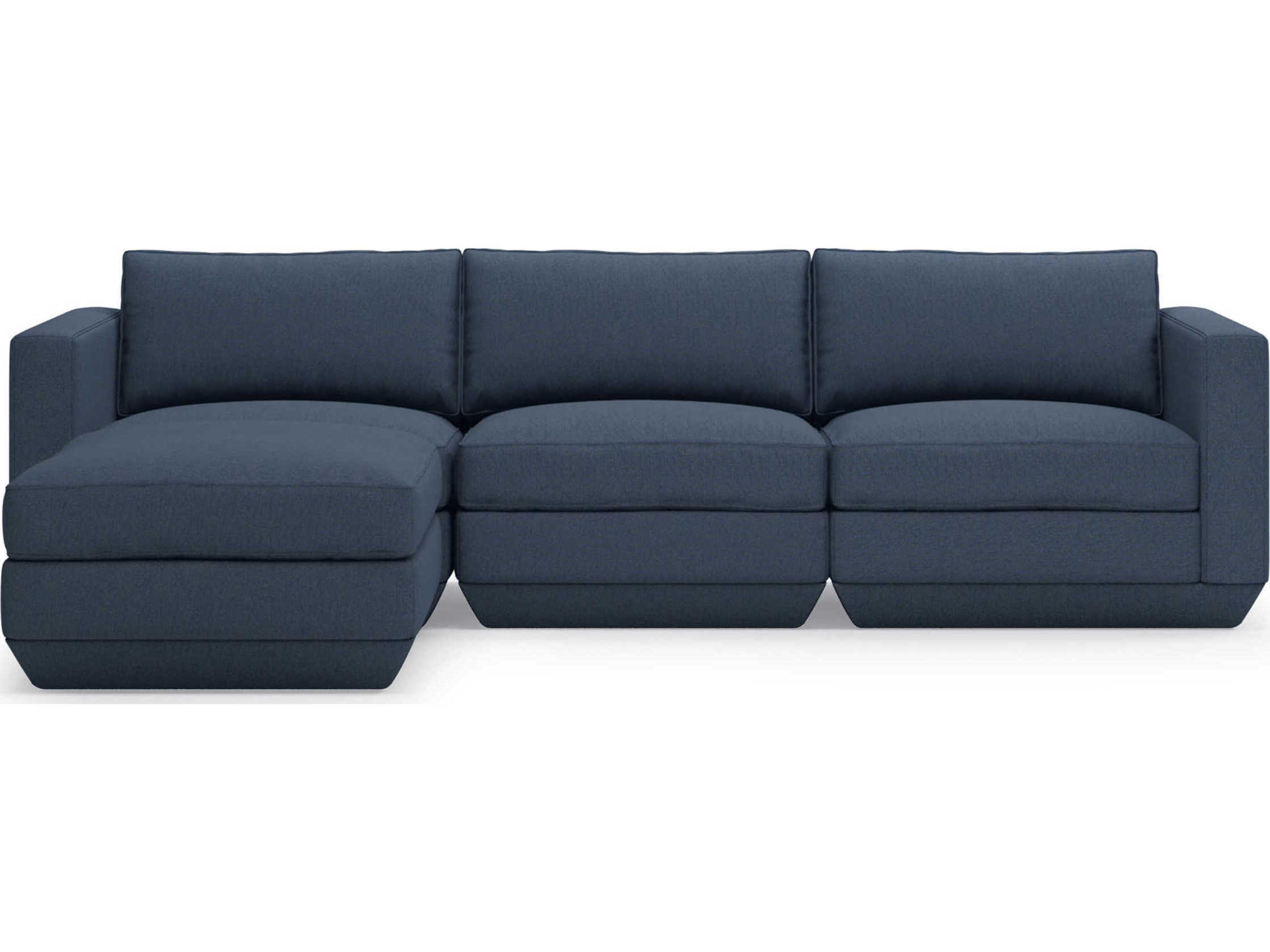 Gus* Modern Podium Blue Upholstered Sectional Sofa