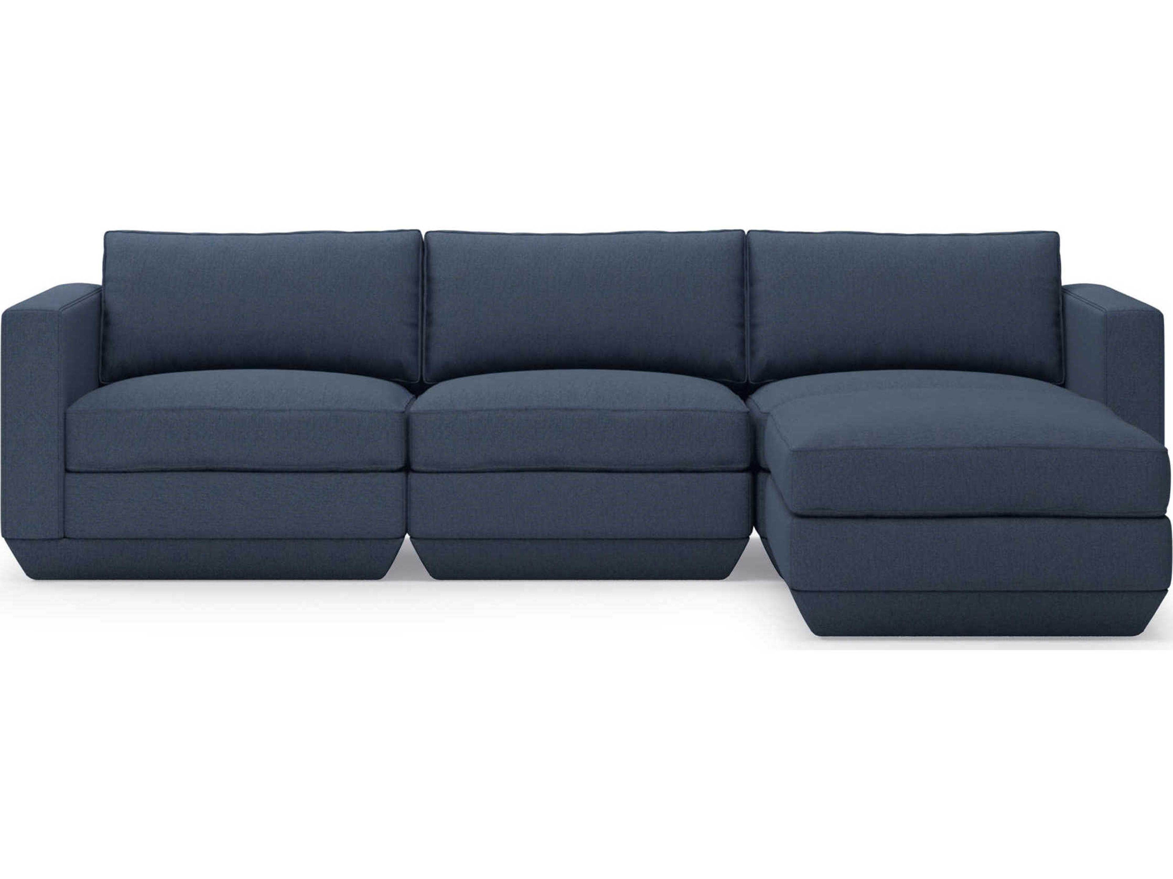 Gus* Modern Podium Blue Upholstered Sectional Sofa