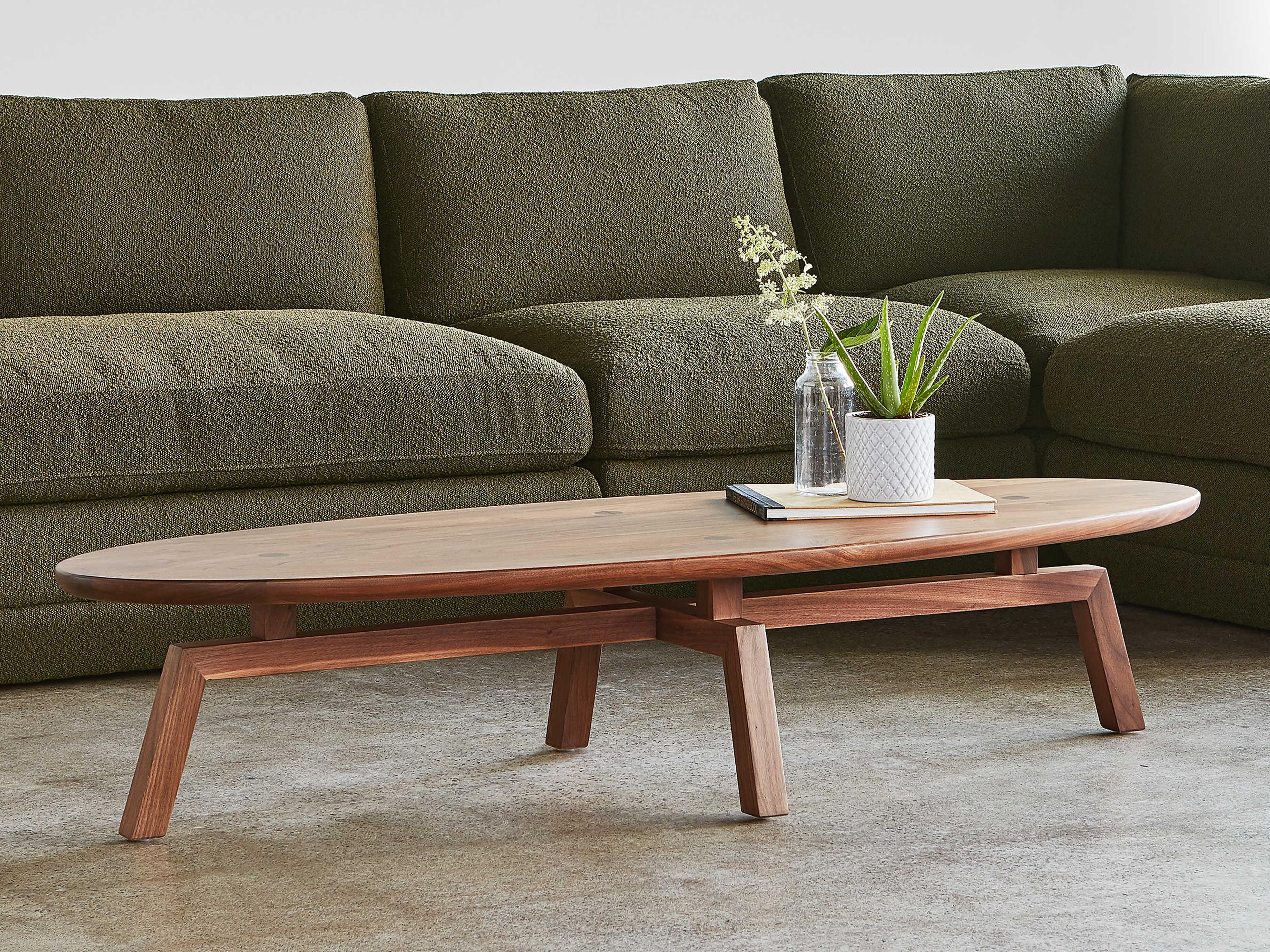 Gus* Modern Solana Oval Wood Walnut Coffee Table