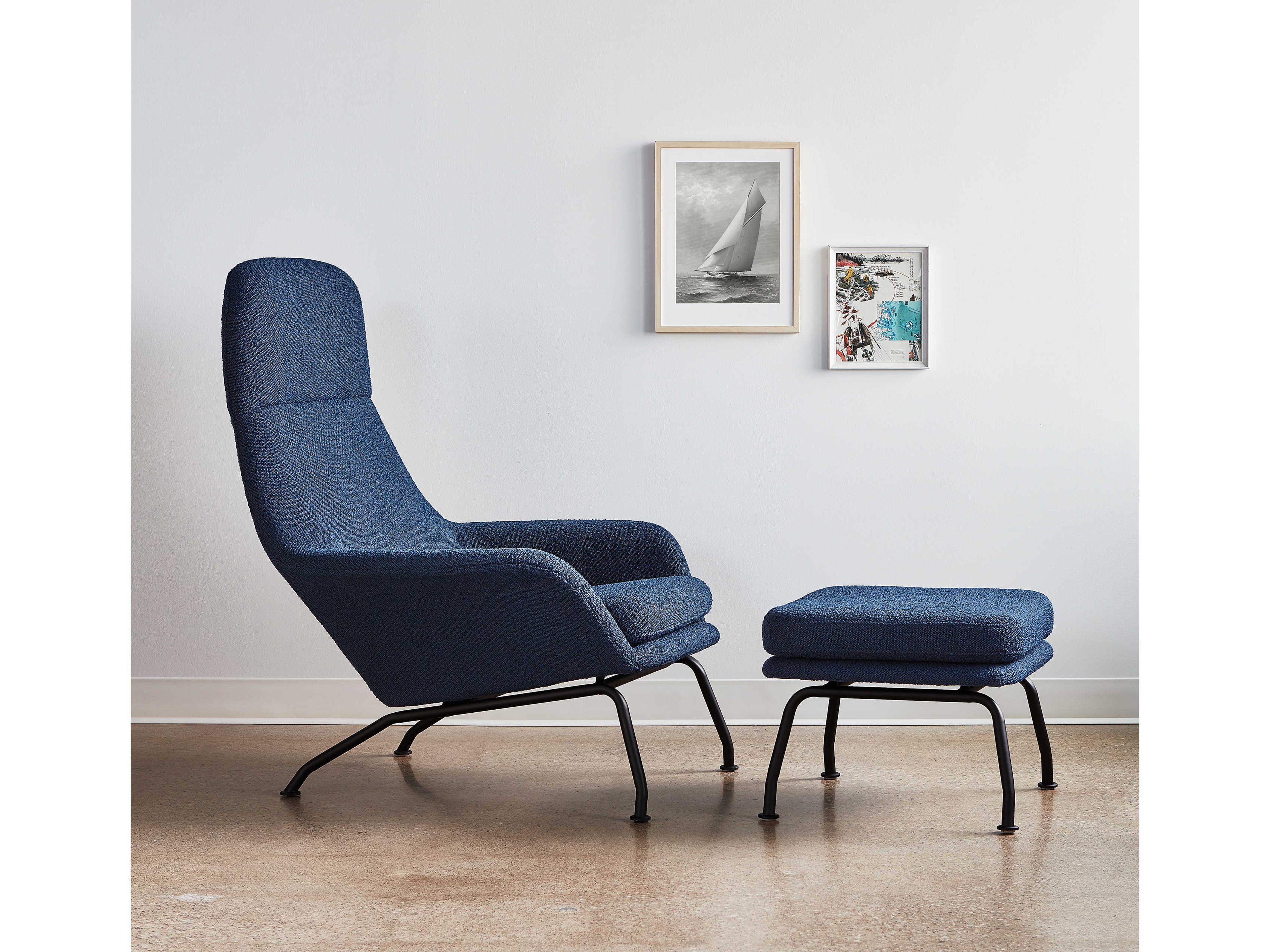 Gus* Modern Tallinn Copenhagen Sea Accent Chair with Ottoman