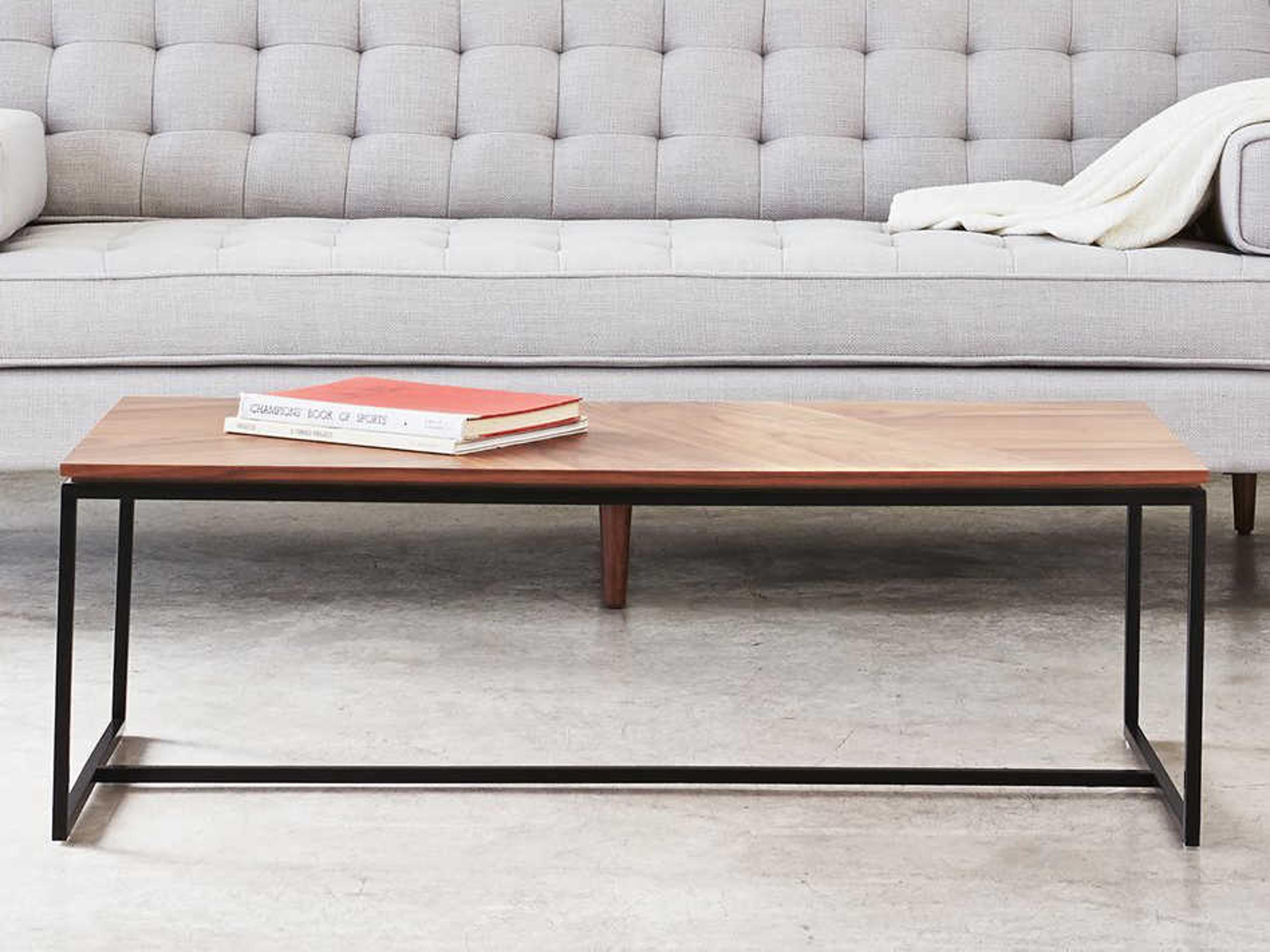 Gus* Modern Tobias Rectangular Wood Walnut Black Coffee Table