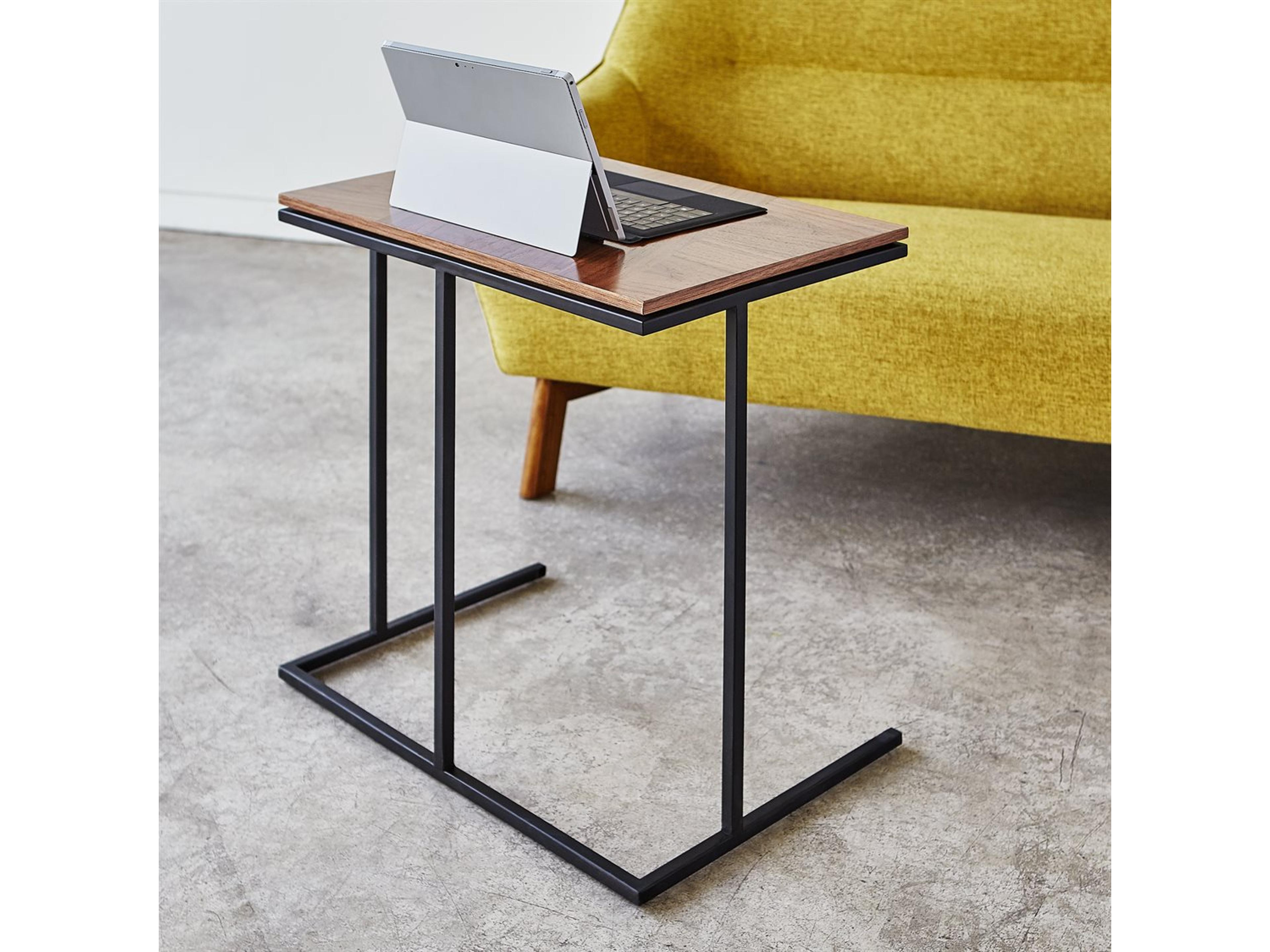 Gus* Modern Tobias Rectangular Wood Walnut Black End Table