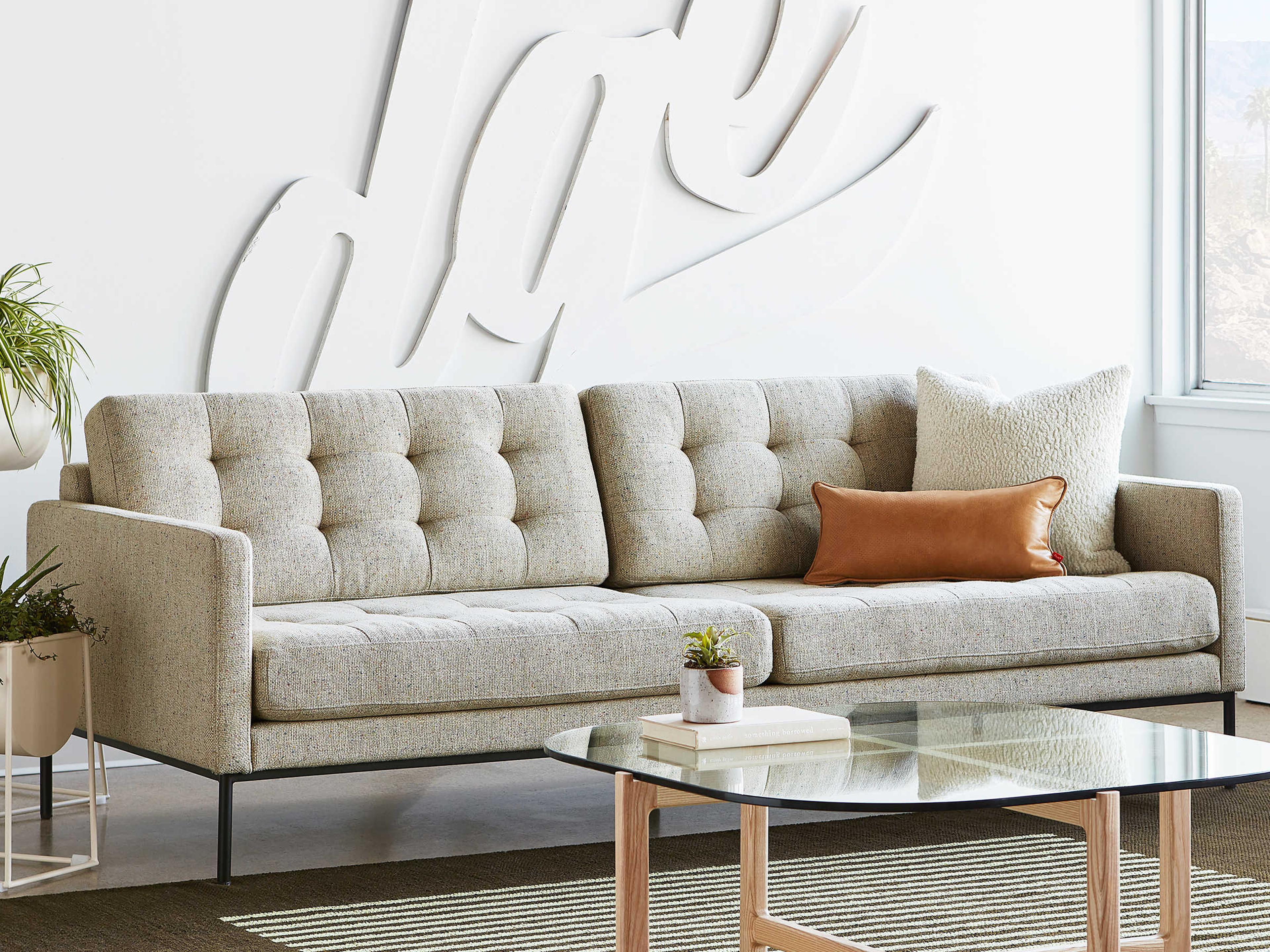 Gus* Modern Towne Tufted Funfetti Gray Upholstered Sofa