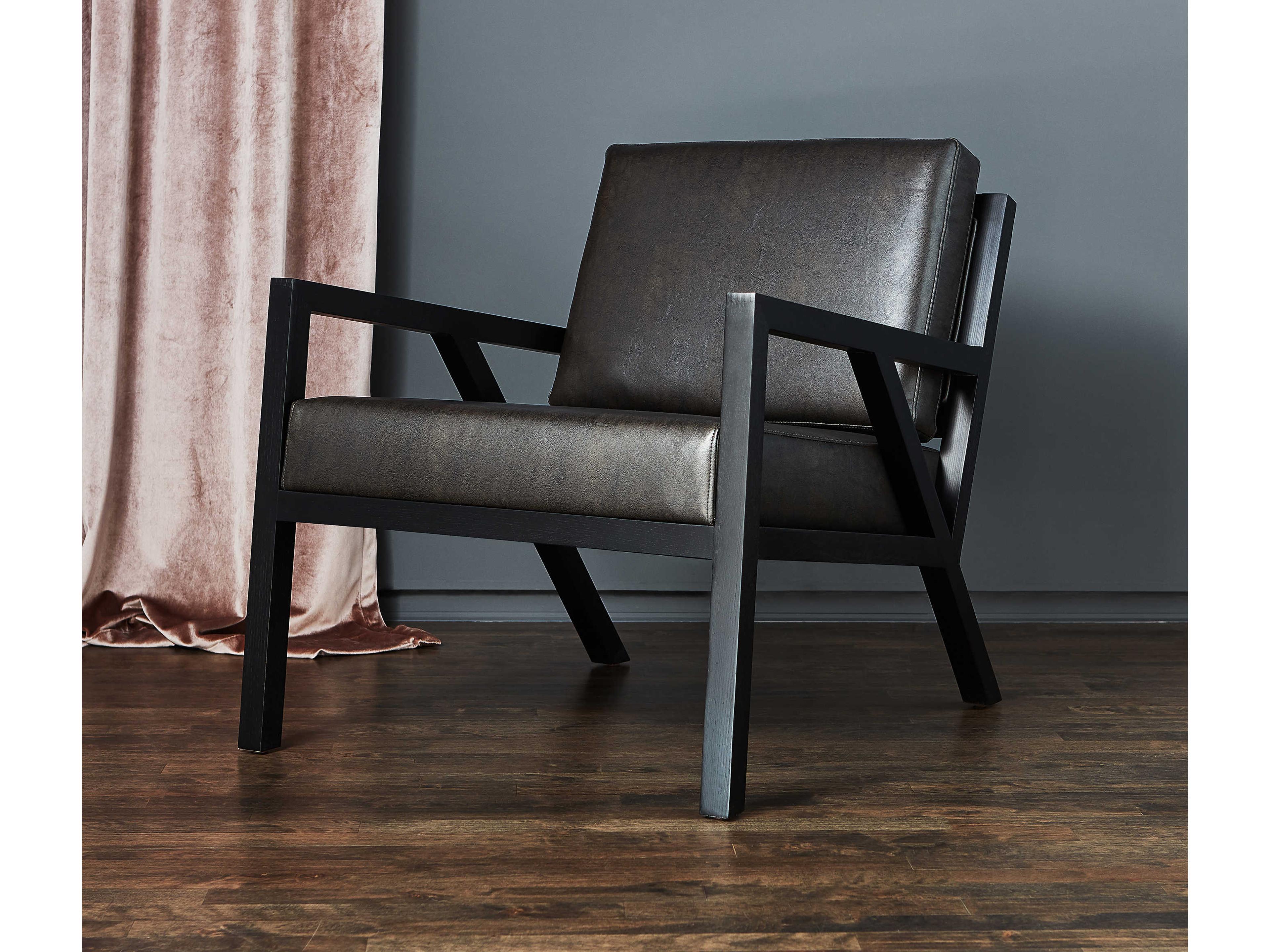 Gus* Modern Truss Black Leather Accent Chair