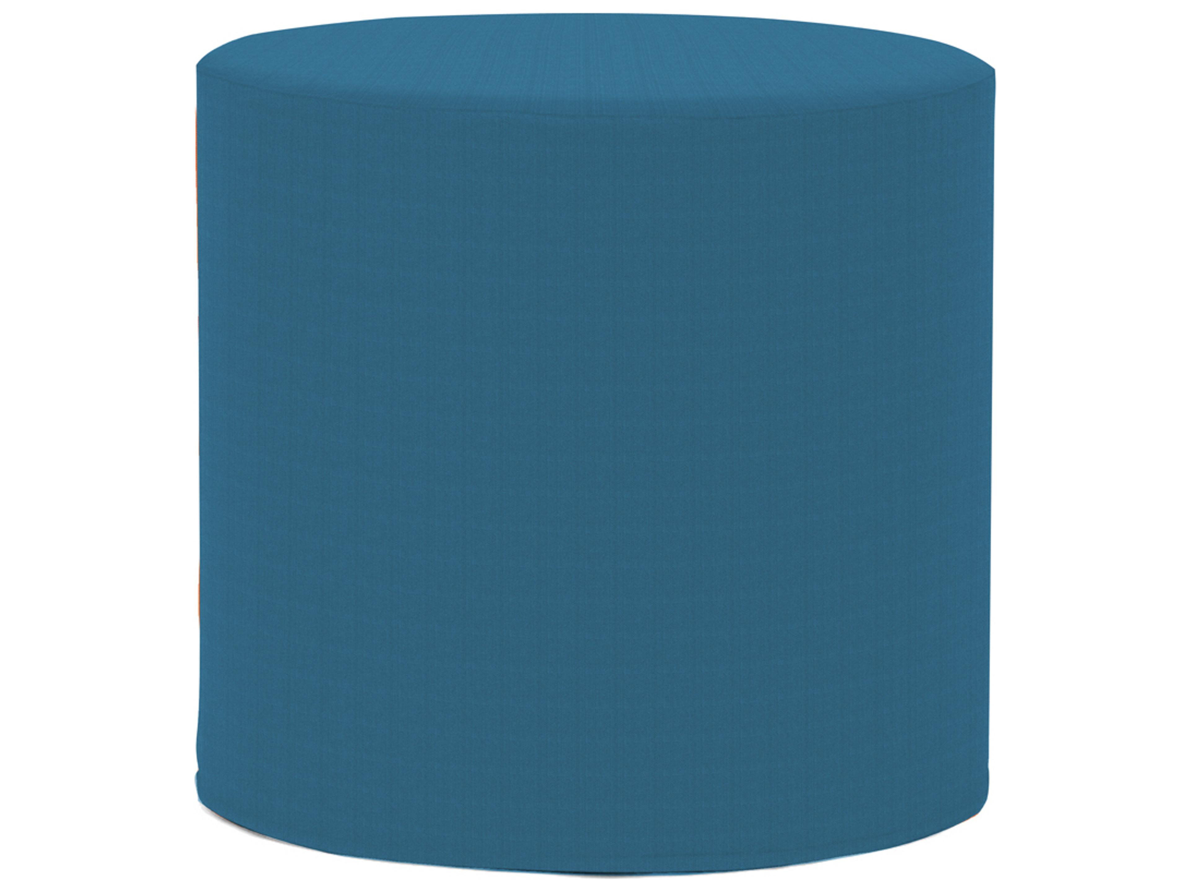 Patio Seascape Turquoise Fabric Cushion Ottoman