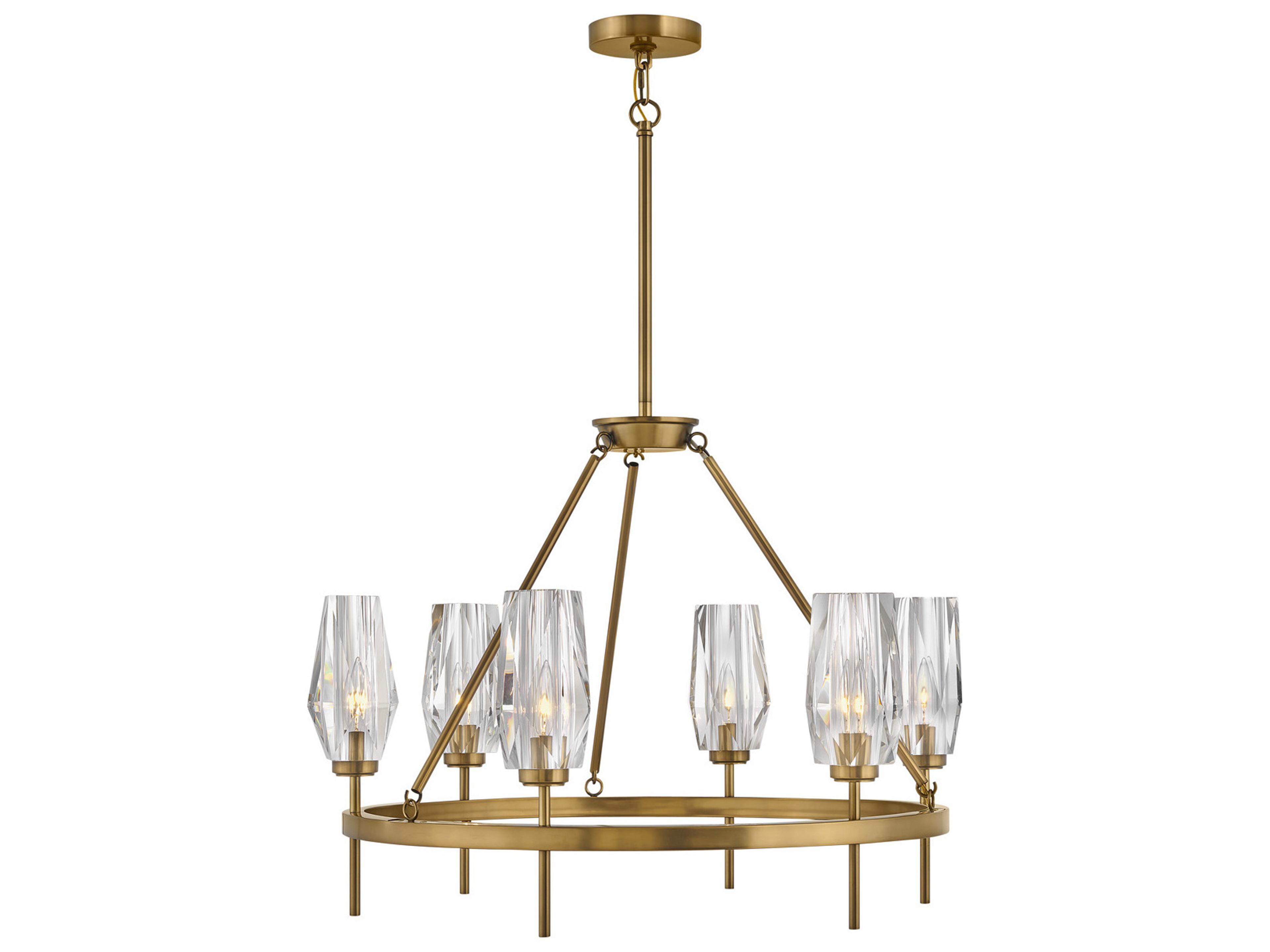 Ana 6-Light Heritage Brass Crystal Candelabra Chandelier