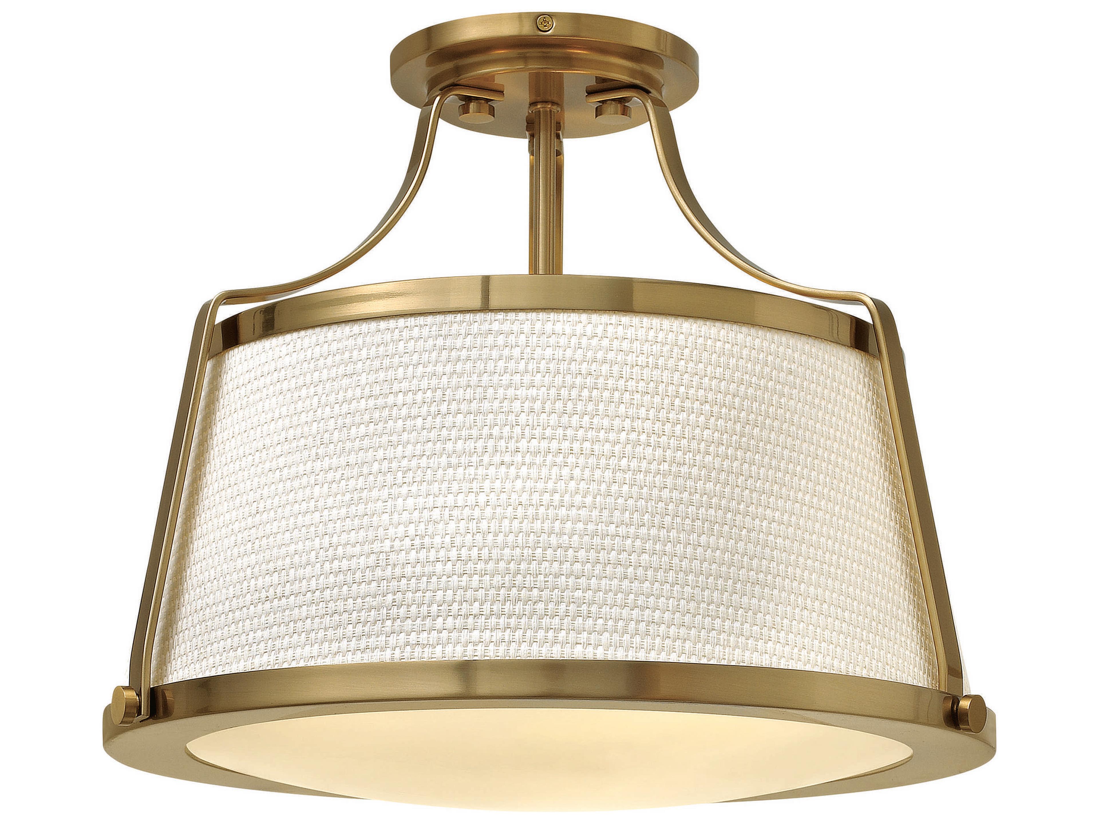 Charlotte 1-Light Brushed Caramel Gold Glass Drum Semi Flush Mount