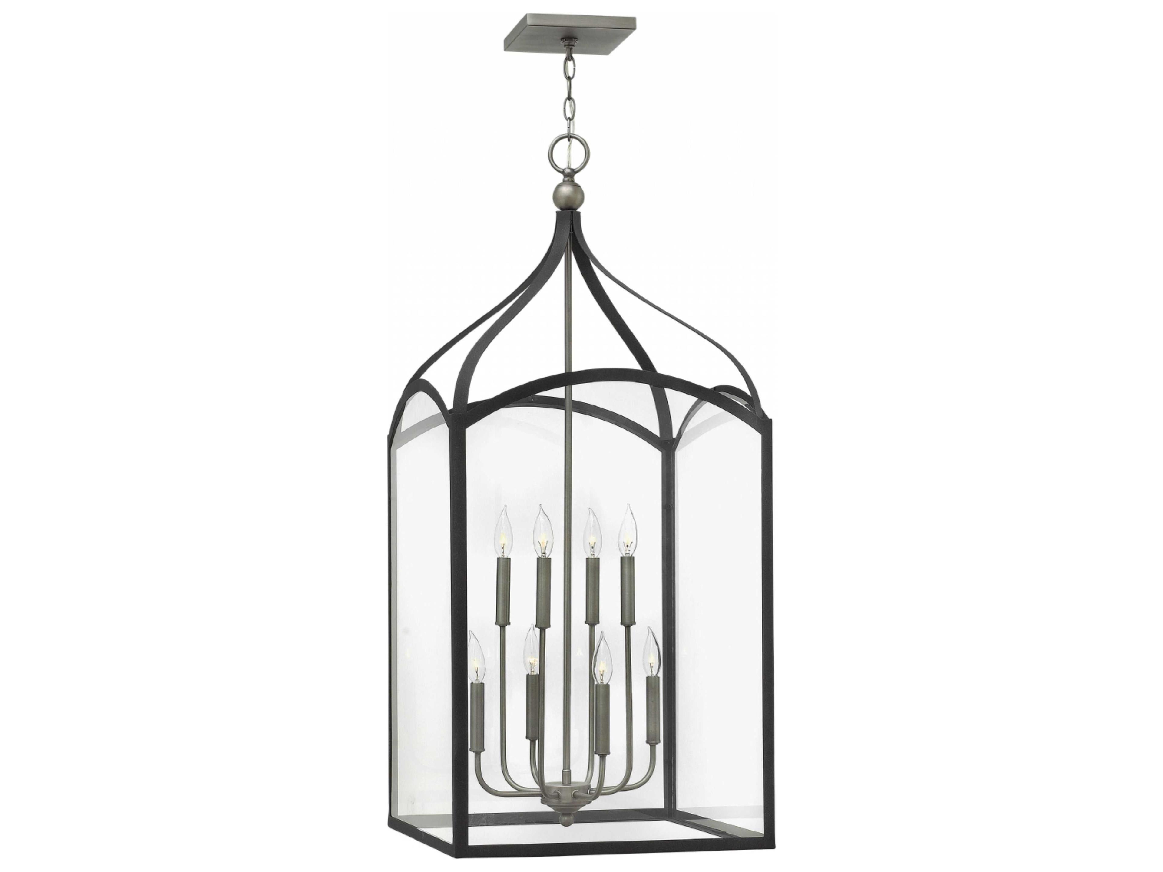 Clarendon Aged Zinc Black Glass Candelabra Tiered Chandelier