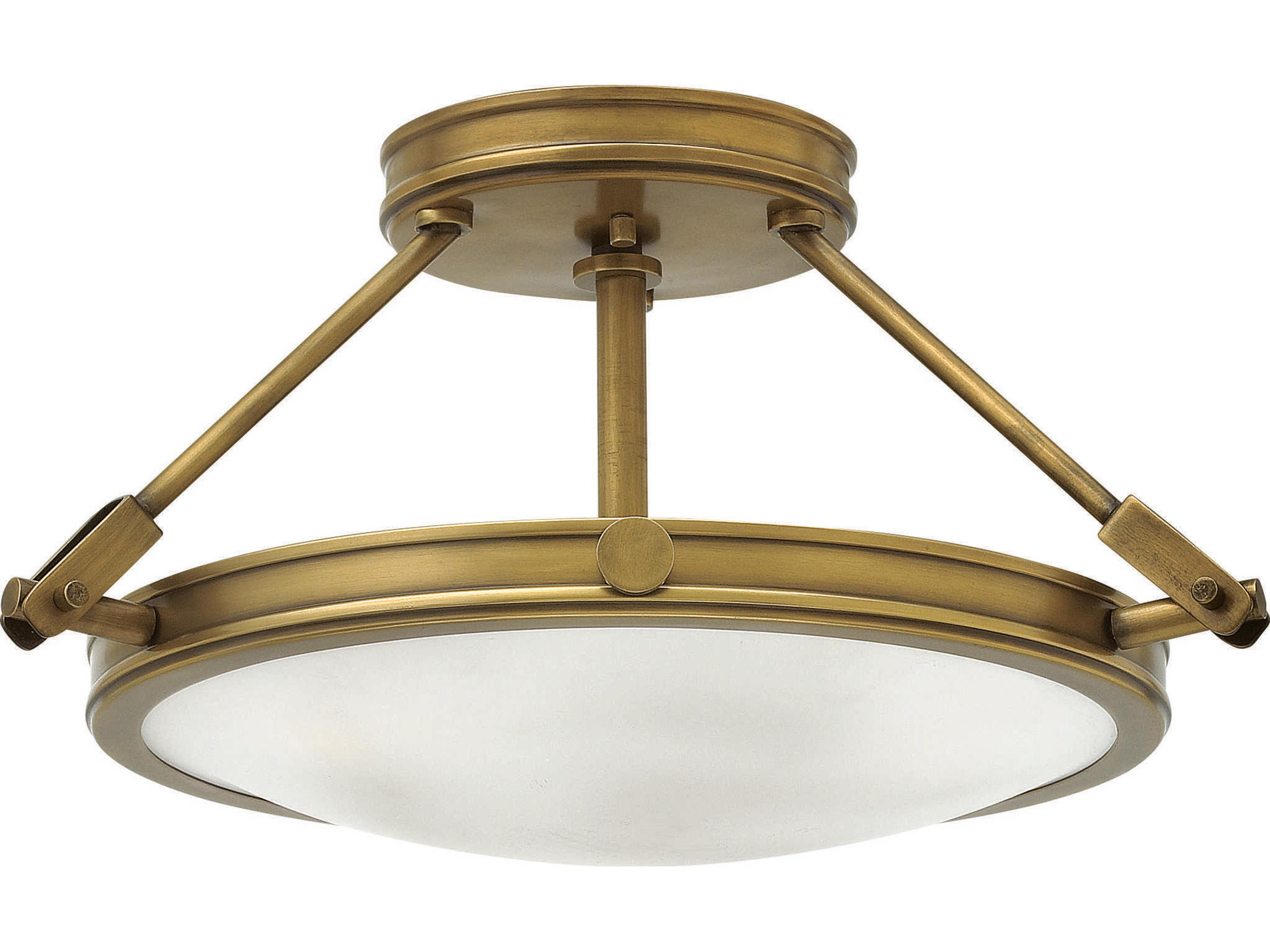 Collier 3-Light Heritage Brass Glass Bowl Semi Flush Mount