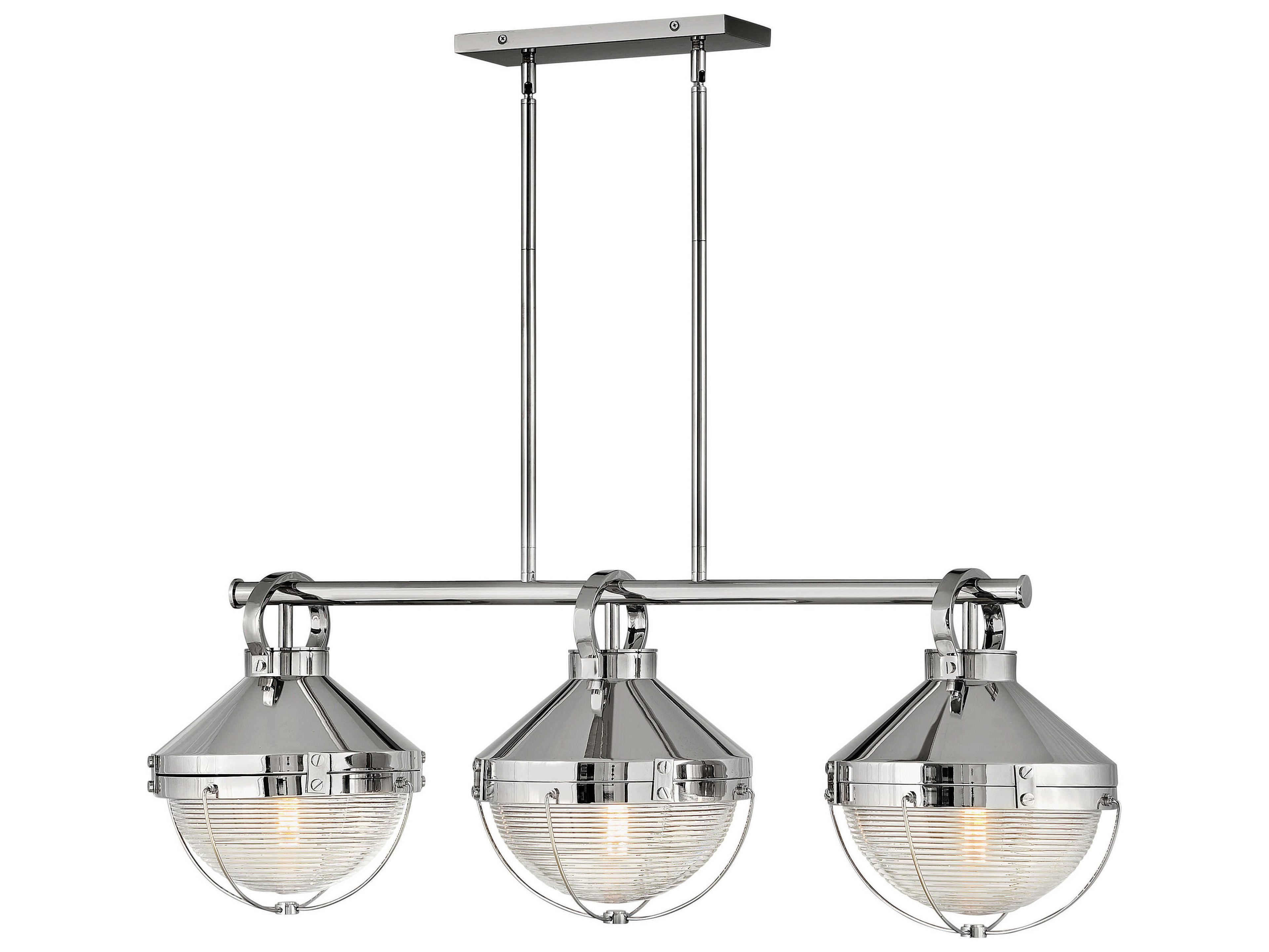 Crew 3-Light Polished Nickel Glass Geometric Island Pendant